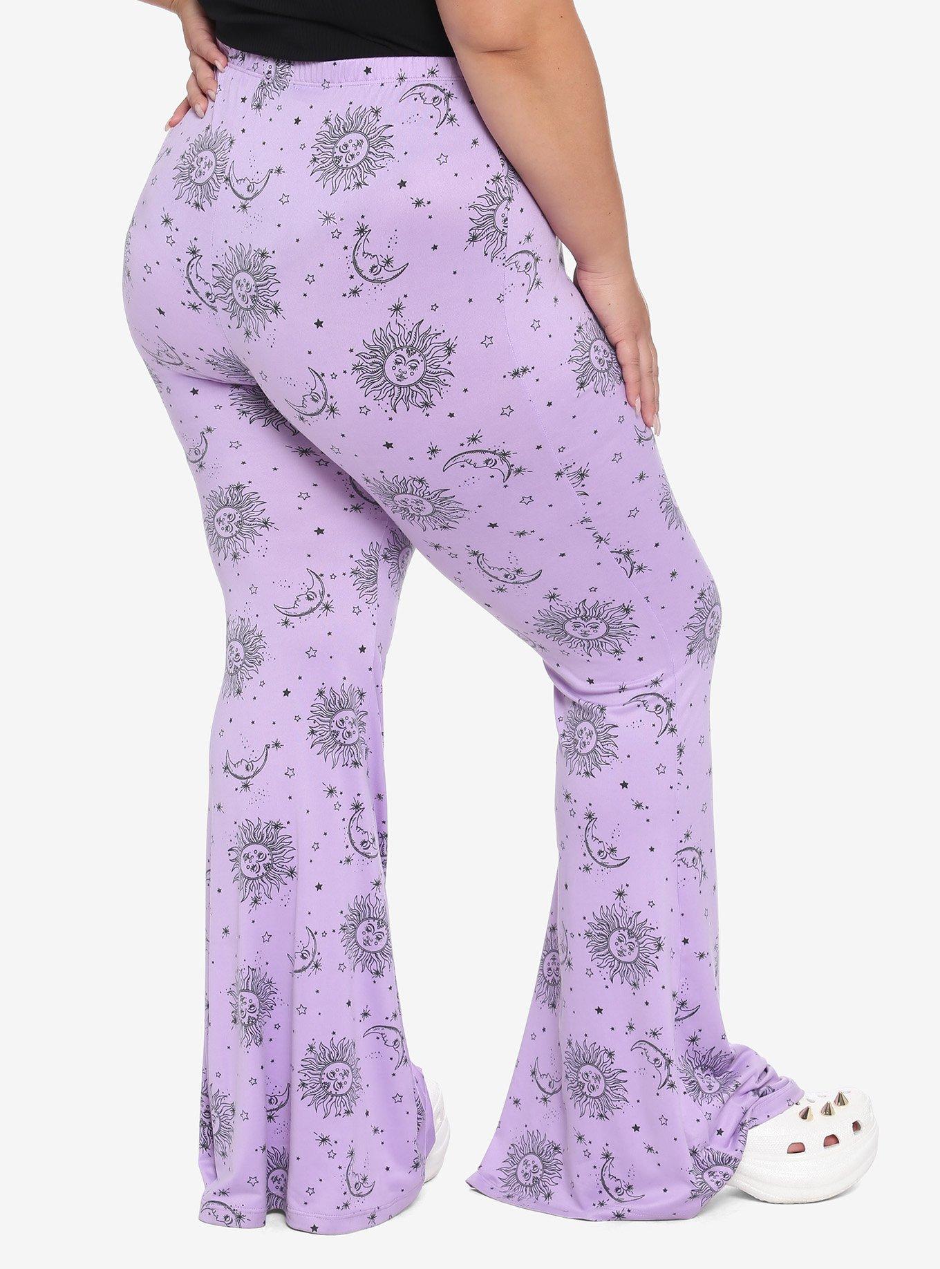 Purple Celestial Flared Leggings Plus Size, CELESTIAL, alternate