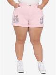 Disney The Aristocats Marie Floral Embroidered High-Waisted Denim Shorts Plus Size, MULTI, alternate
