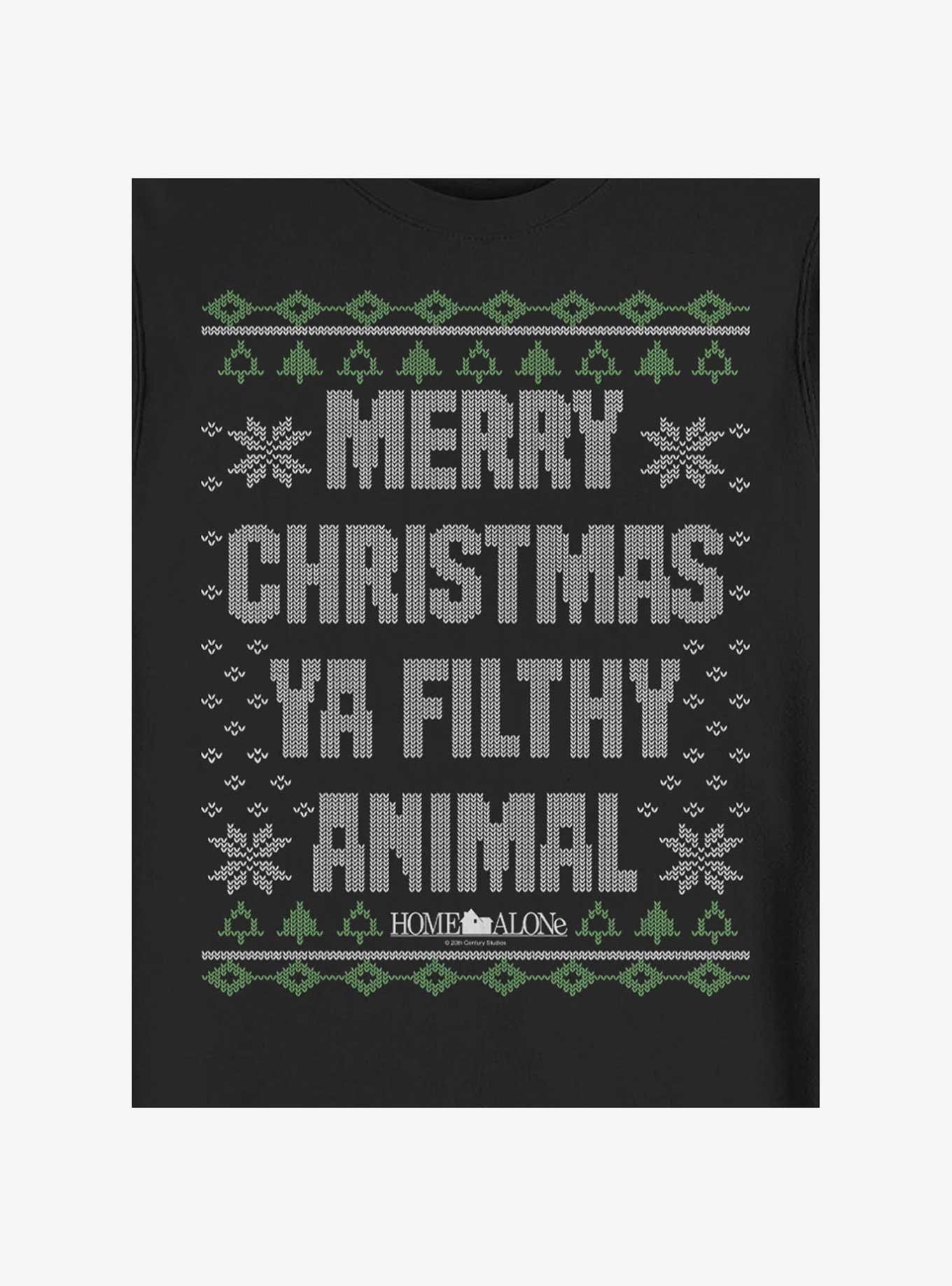 Home Alone Merry Christmas Ya Filthy Animal Ugly Holiday Crew Sweatshirt, BLACK, alternate