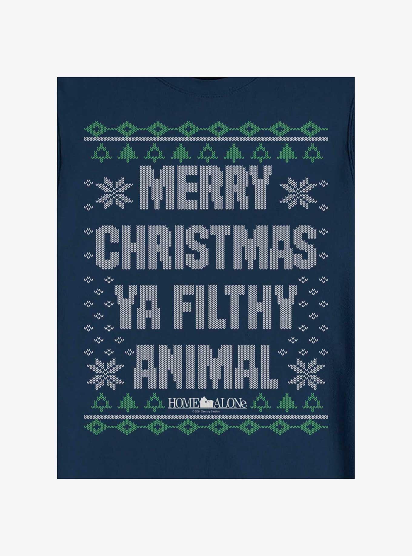 Home Alone Merry Christmas Ya Filthy Animal Ugly Holiday Crew Sweatshirt, NAVY, alternate