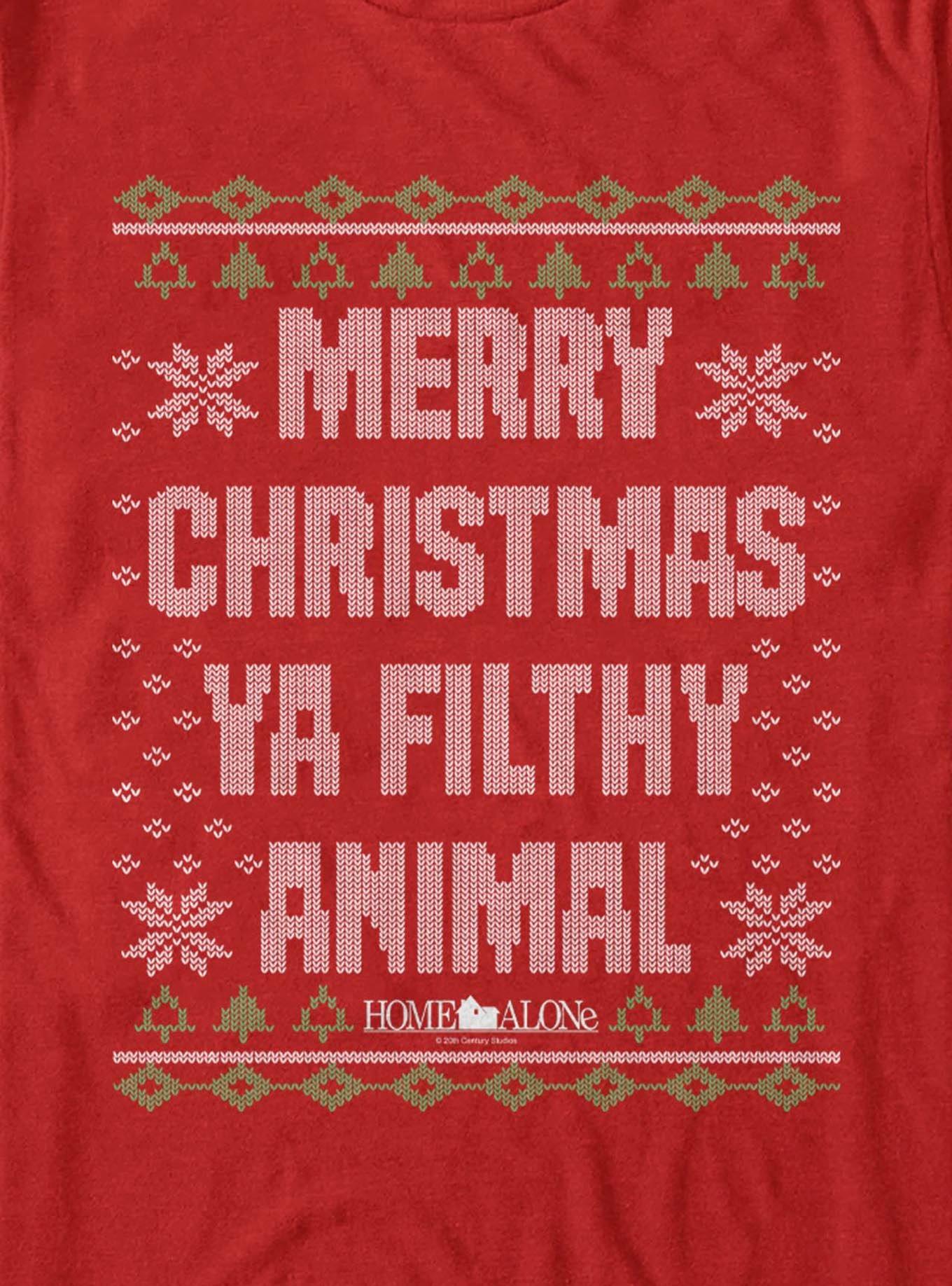 Home Alone Merry Christmas Ya Filthy Animal Ugly Holiday T-Shirt, RED, alternate