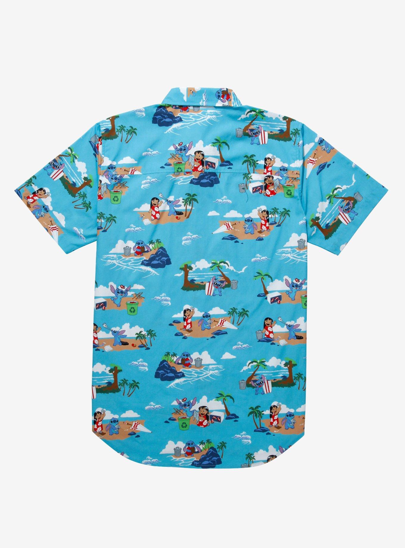 Disney Lilo & Stitch Scenic Earth Day Woven Button-Up - BoxLunch Exclusive, LIGHT BLUE, alternate