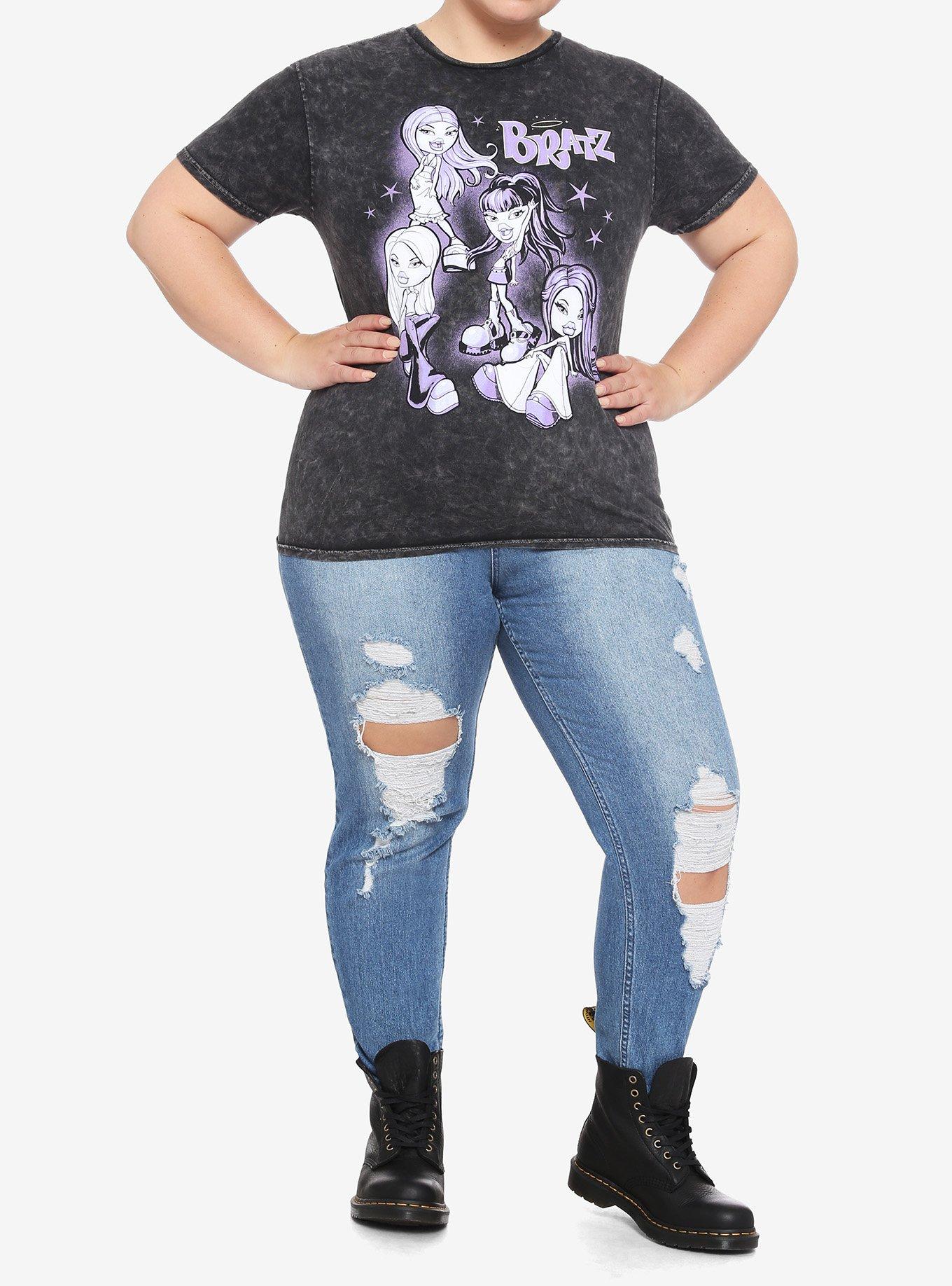 Bratz Purple Tonal Wash Boyfriend Fit Girls T-Shirt Plus Size, PURPLE, alternate