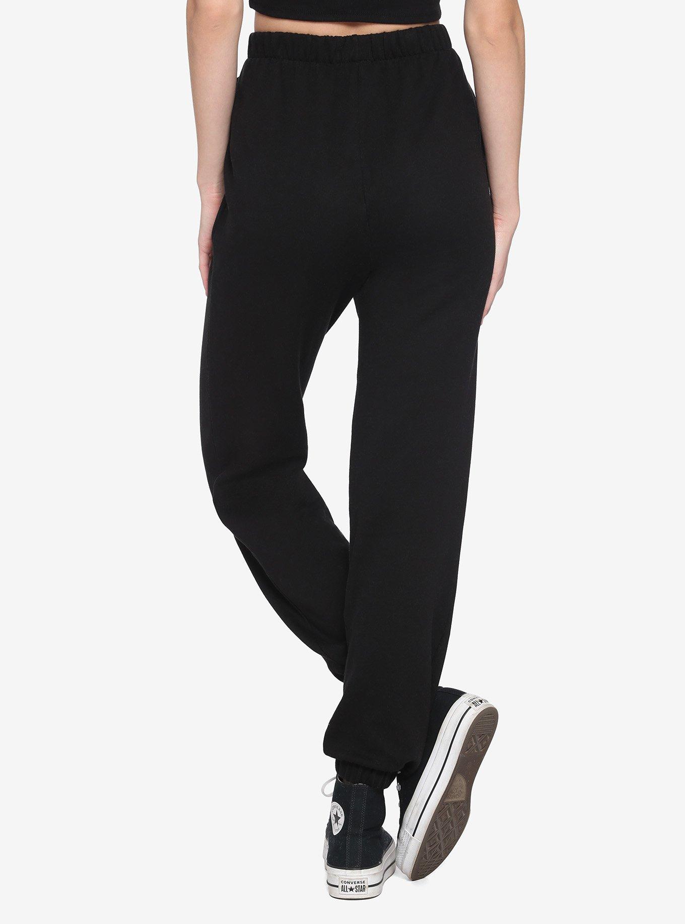 Dead Inside Death Moth Moon Phases Girls Sweatpants, BLACK, alternate
