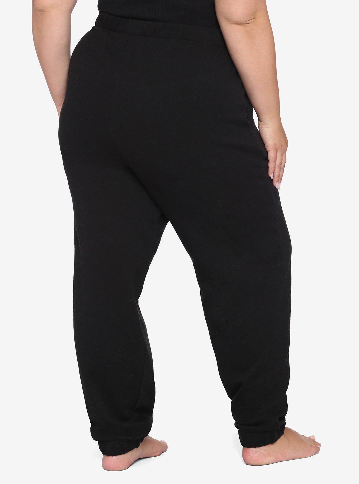 Dead Inside Death Moth Moon Phases Girls Sweatpants Plus Size, BLACK, alternate