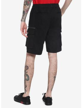 Black Cargo Jogger Shorts, , hi-res