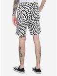 Warped Black & White Checkered Jogger Shorts, Check 1 2 White Black, alternate