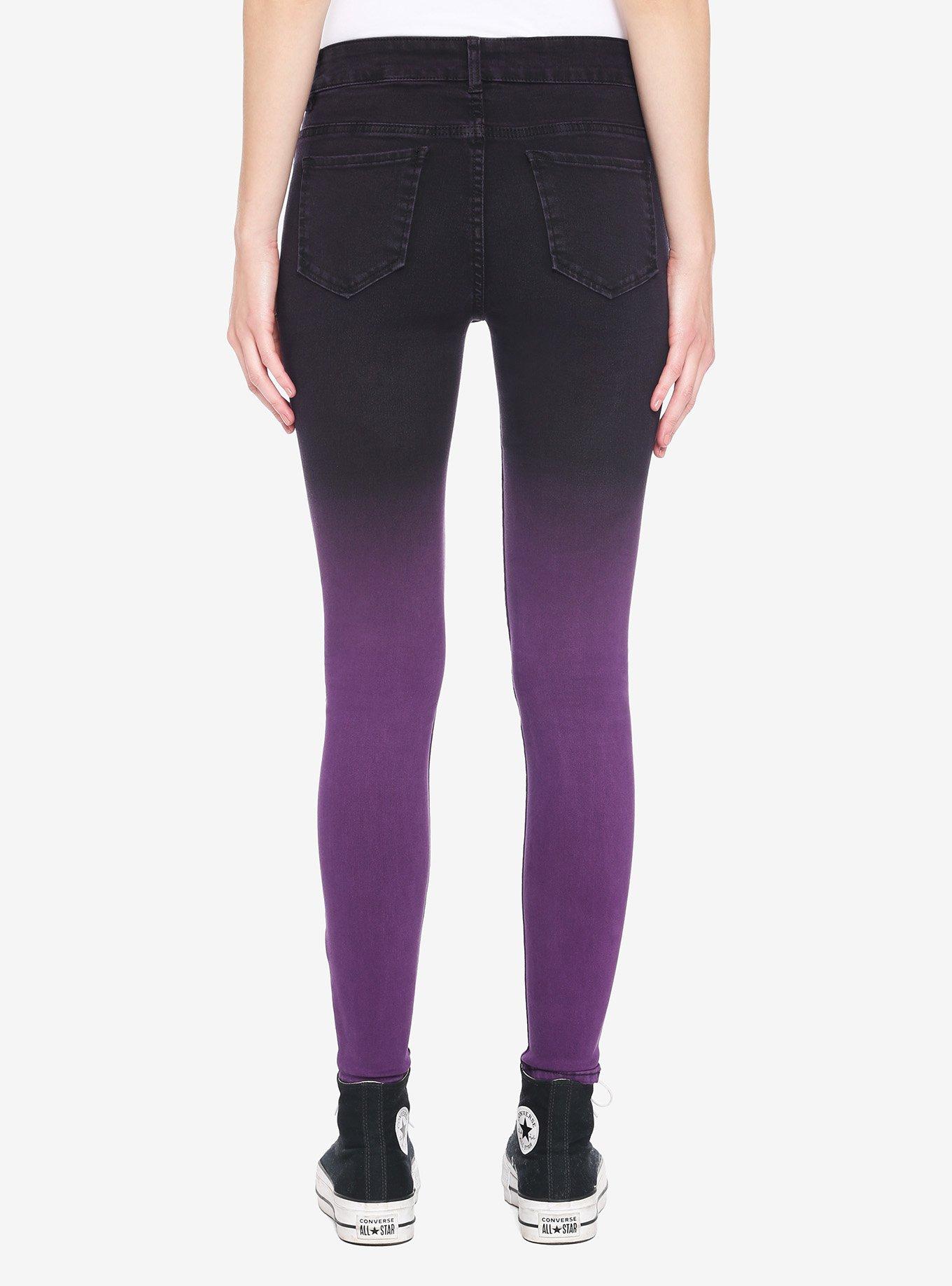 HT Denim Sunrise Purple Ombre Skinny Jeans, PURPLE, alternate