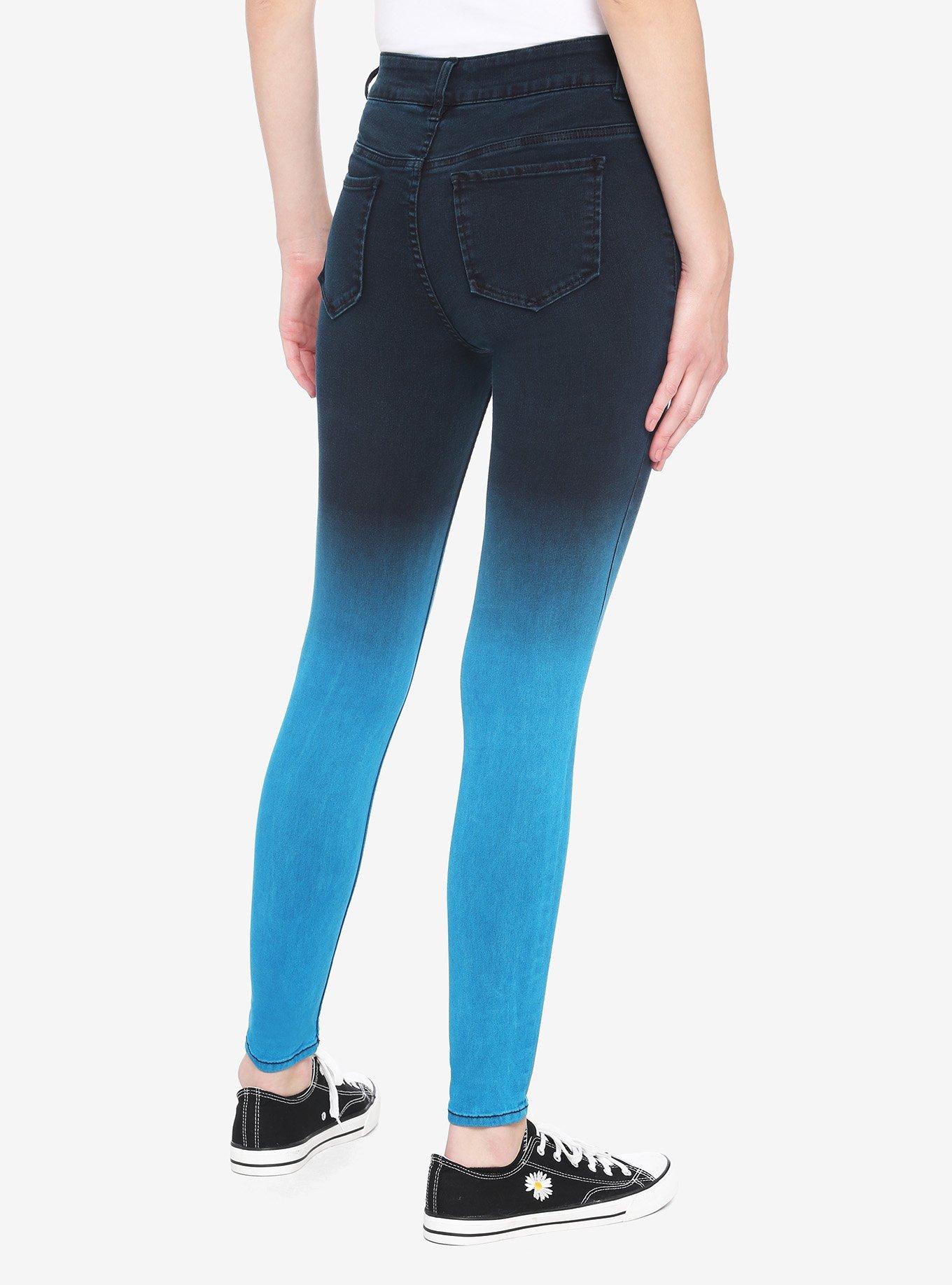 HT Denim Sunrise Teal Ombre Skinny Jeans, TEAL, alternate