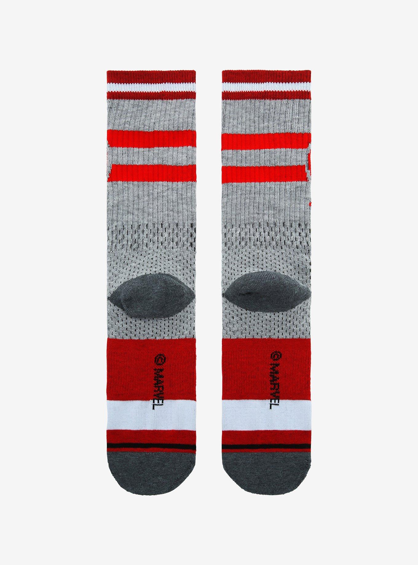 Marvel The Avengers Logo Grey & Red Crew Socks, , alternate