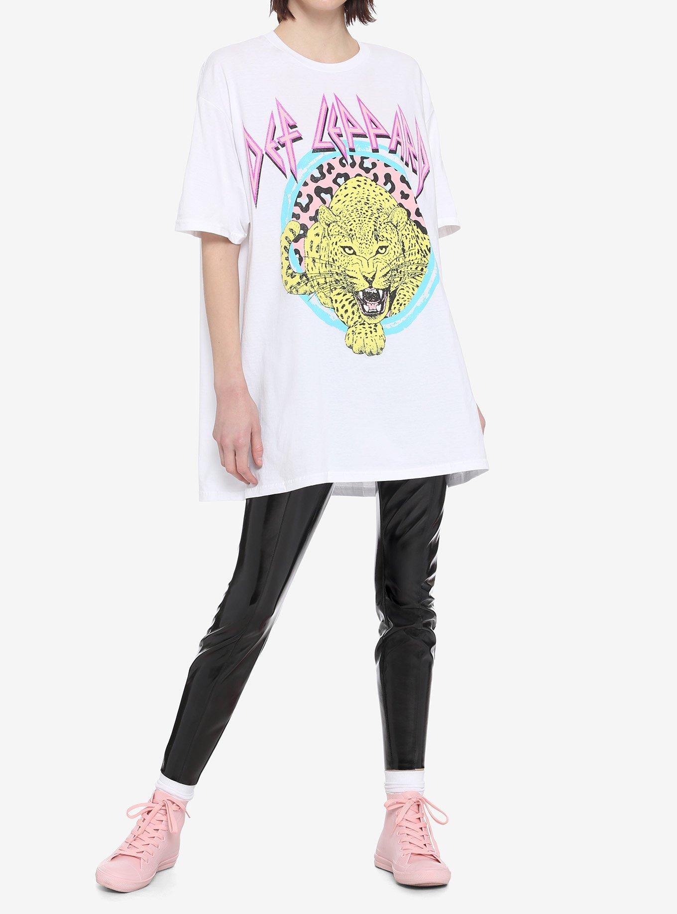 Def Leppard Neon Extra Oversized Girls T-Shirt, WHITE, alternate