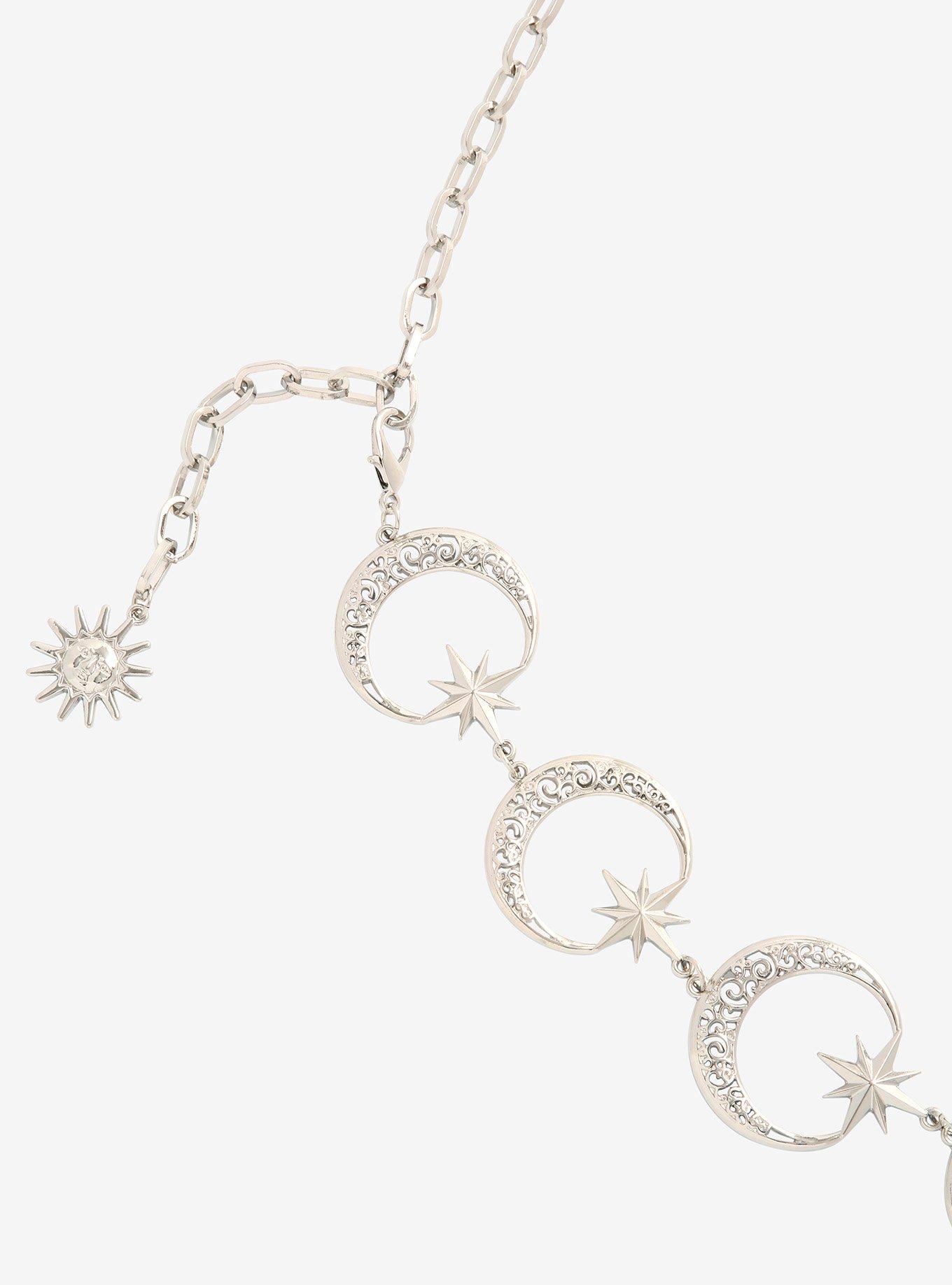 Celestial Moon & Star Chain Belt, SILVER, alternate