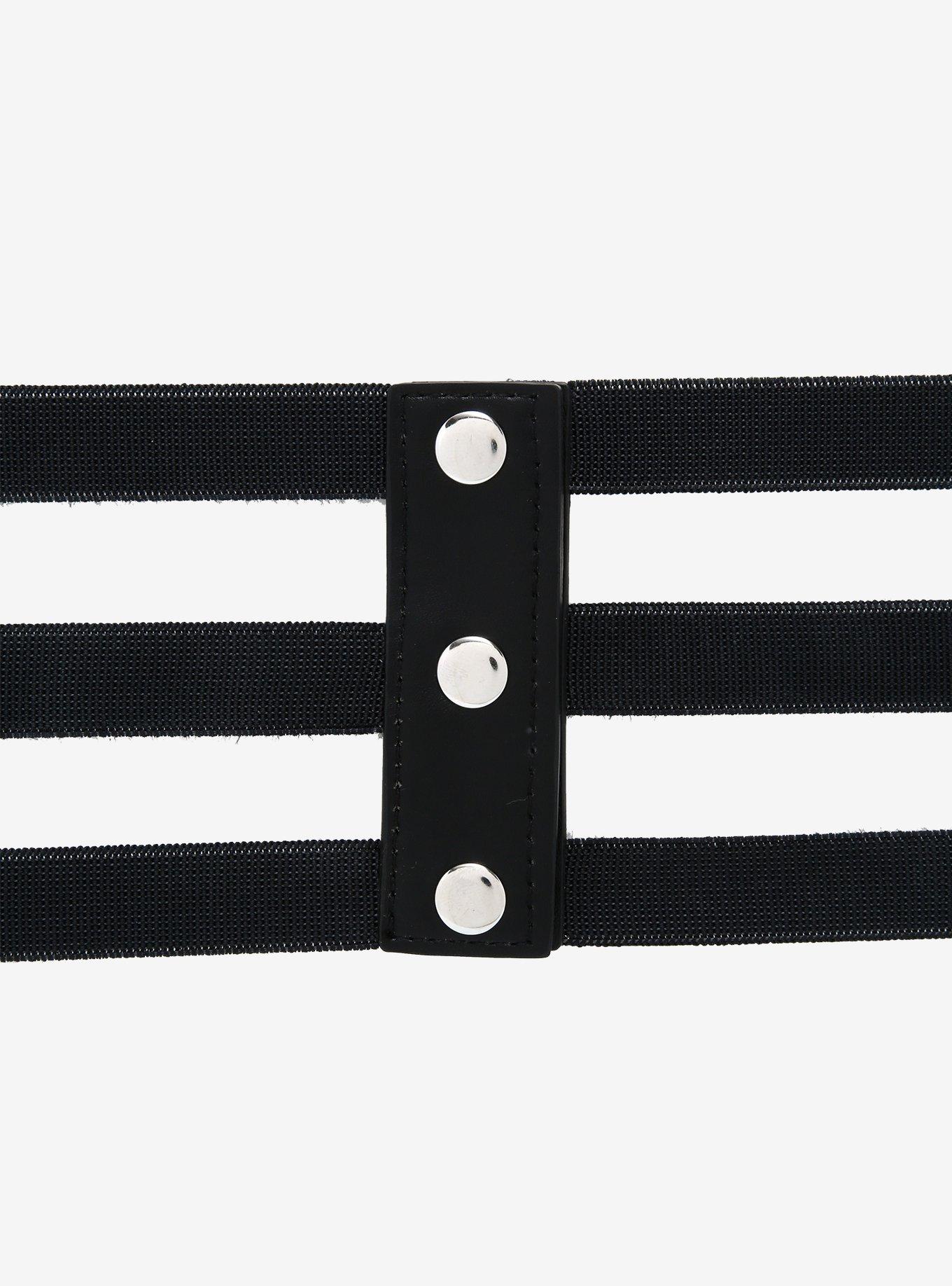 Triple Buckle Corset Belt, BLACK, alternate