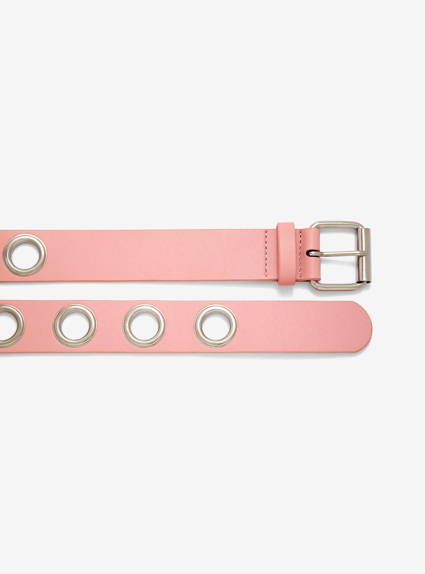 Pastel Pink Single-Row Grommet Belt, PINK, alternate