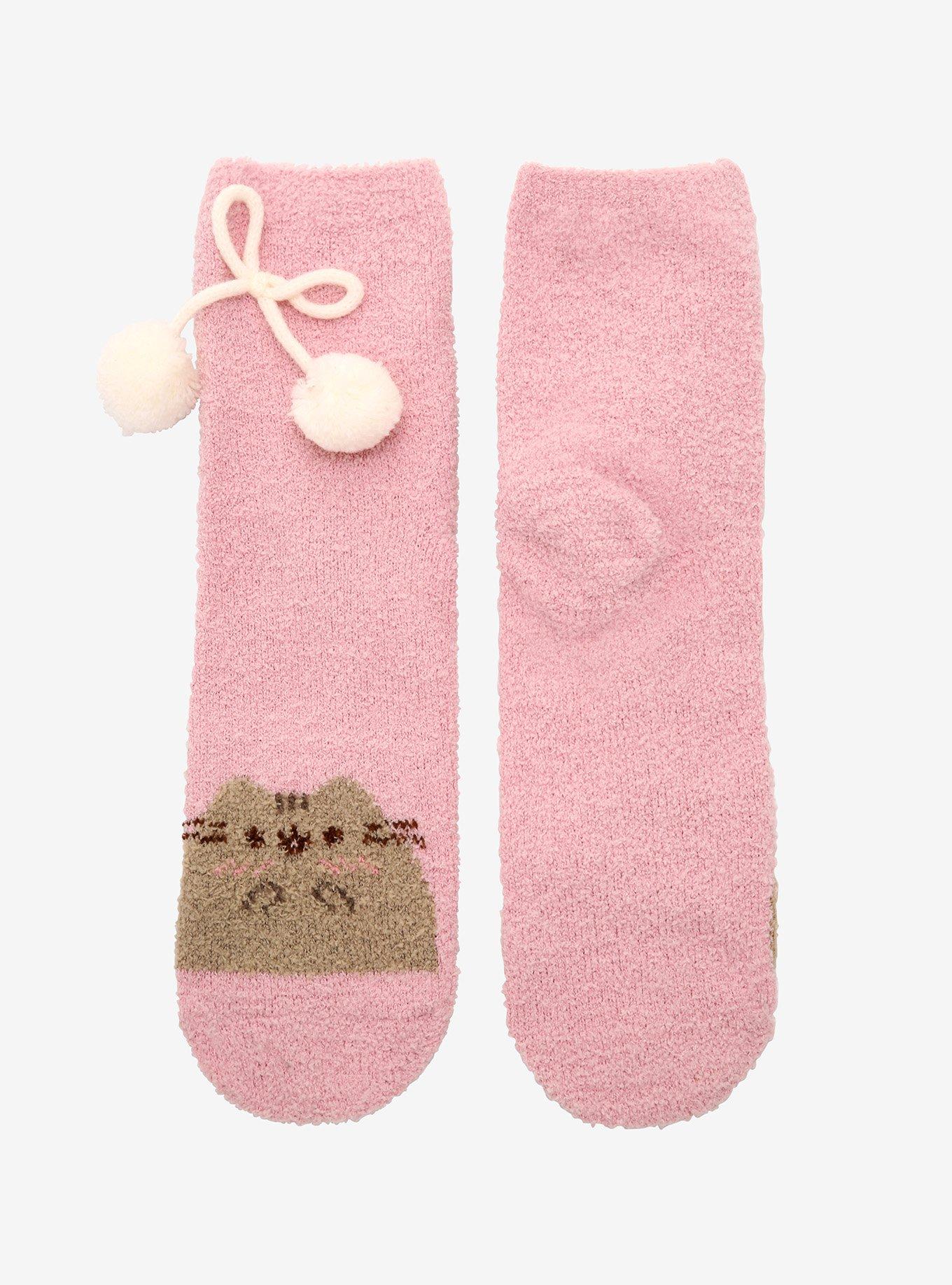 Pusheen Fuzzy Poms Crew Socks, , alternate