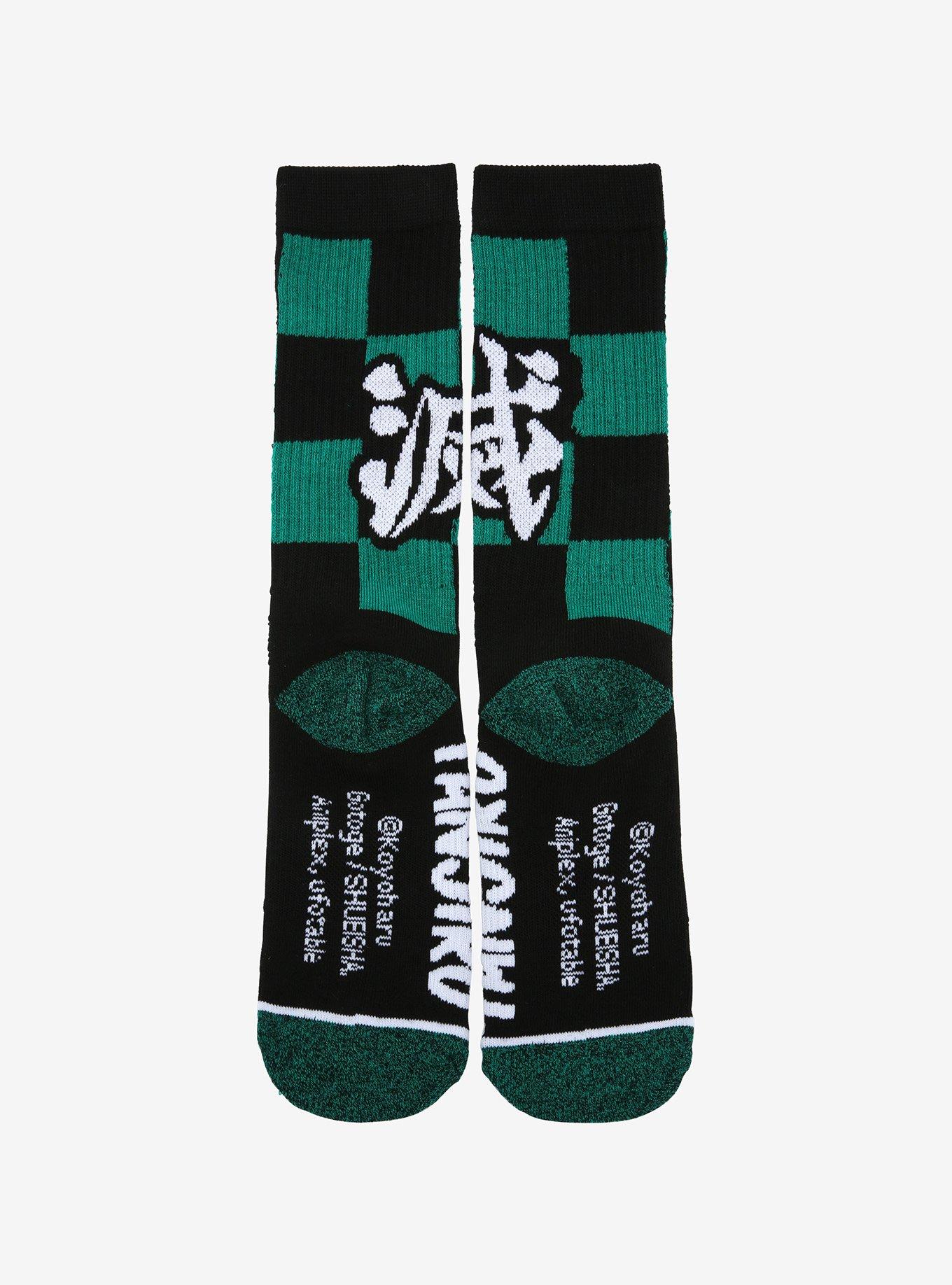 Demon Slayer: Kimetsu no Yaiba Tanjiro Checkered Crew Socks - BoxLunch Exclusive, , alternate