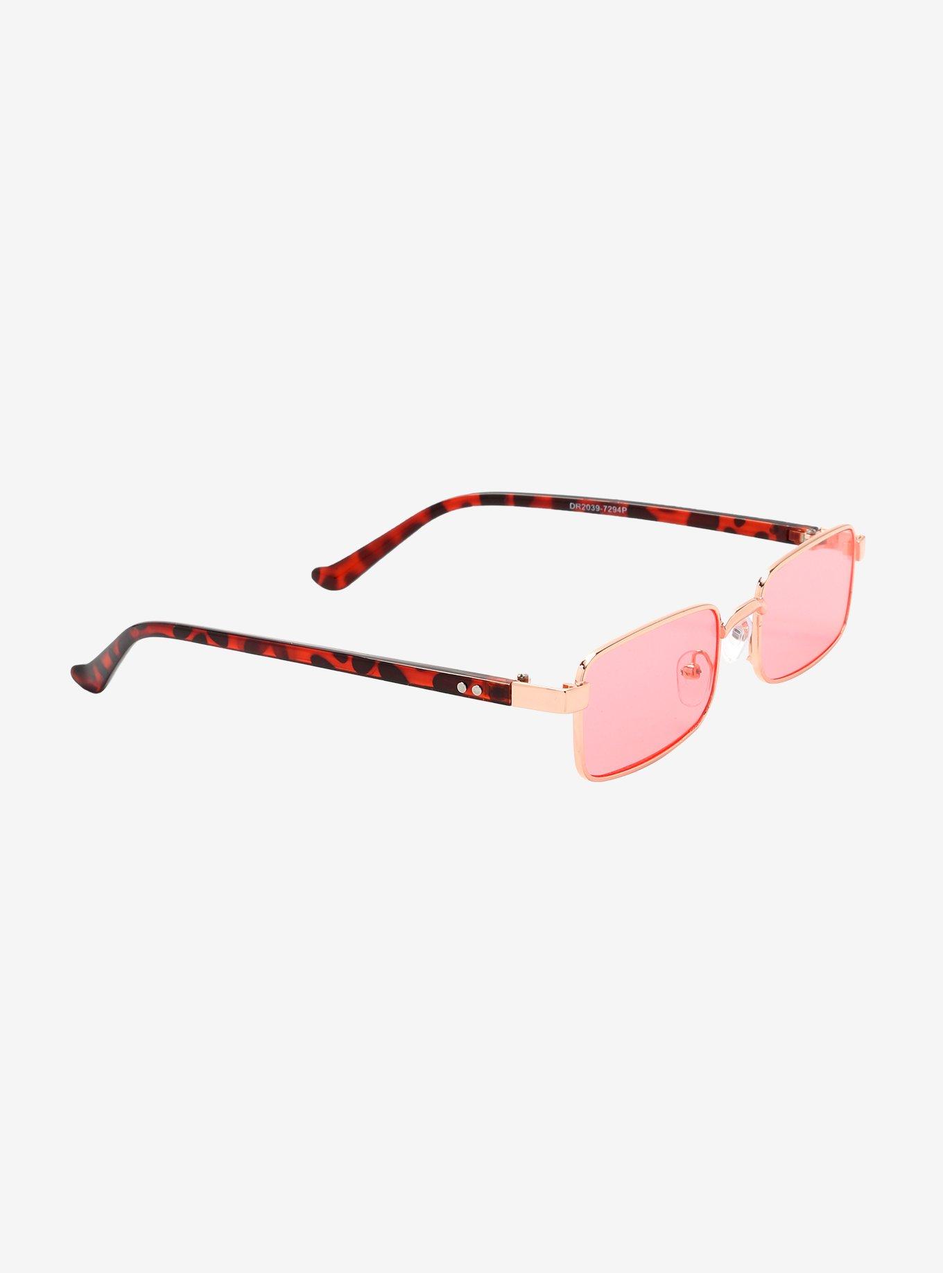 Pink Slim Rectangle Sunglasses, , alternate