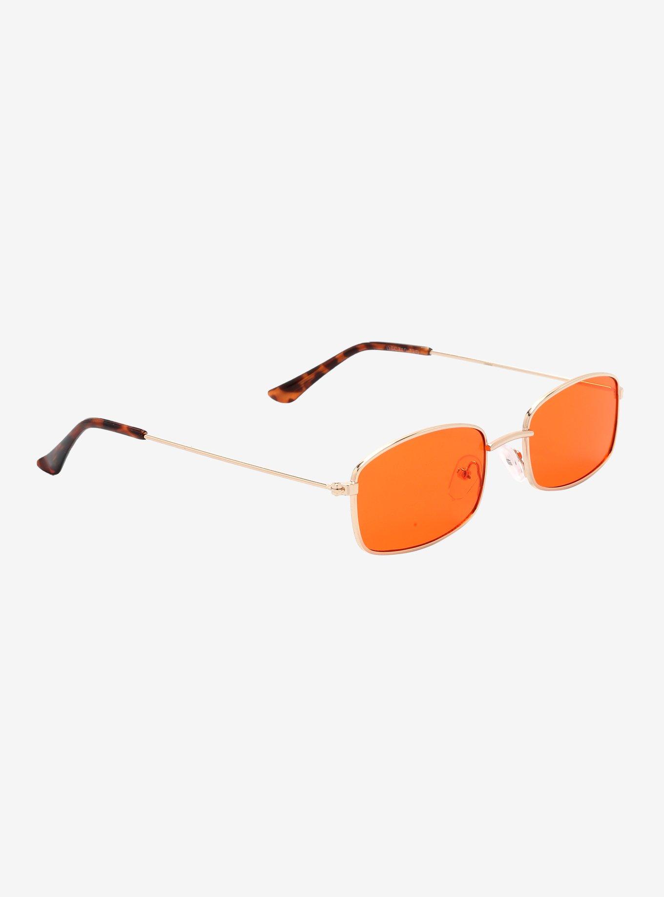 Orange Lens Rectangle Glasses, , alternate