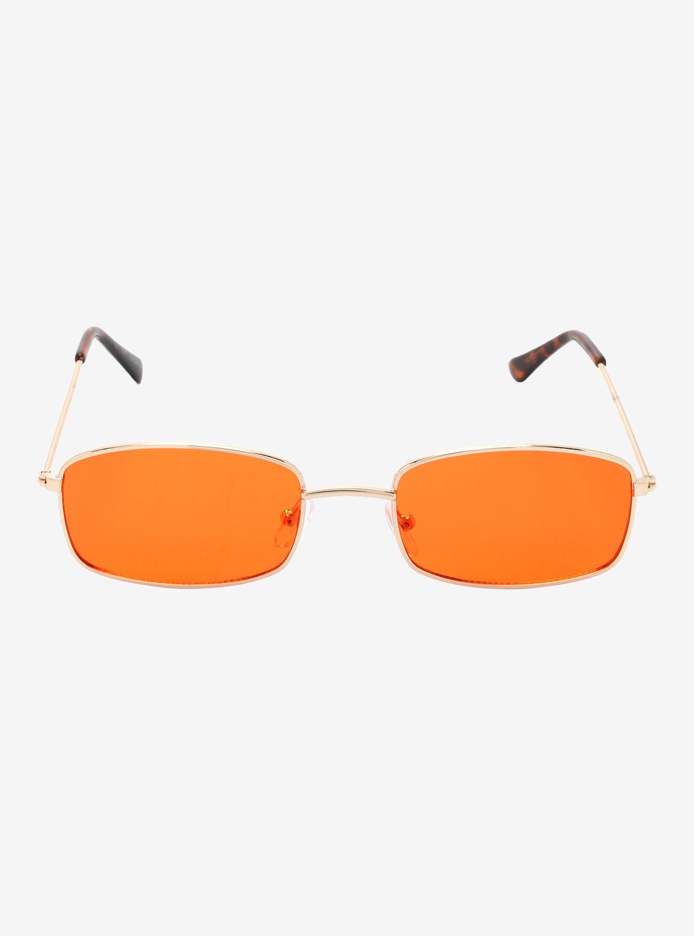 Orange Lens Rectangle Glasses, , alternate