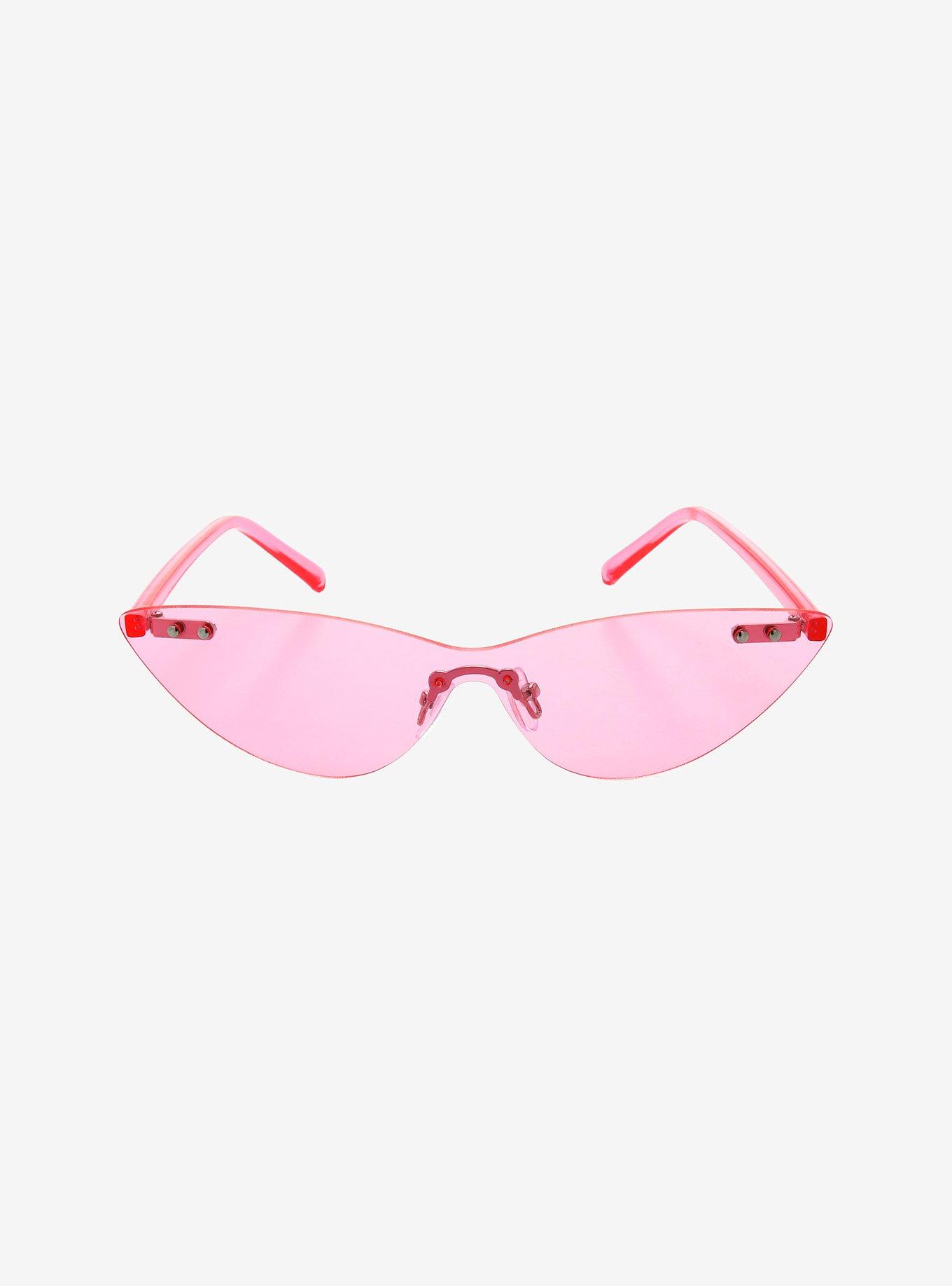 Pink Retro Frameless Sunglasses, , alternate