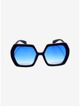 Blue Oversized Angular Sunglasses, , alternate