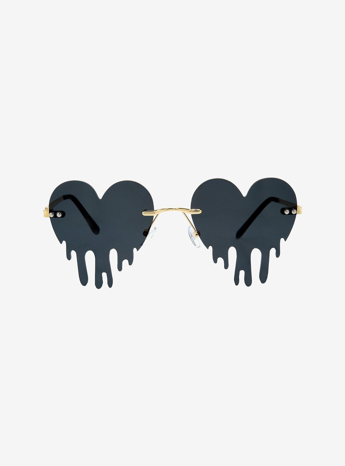 Black Heart Drip Sunglasses, , alternate