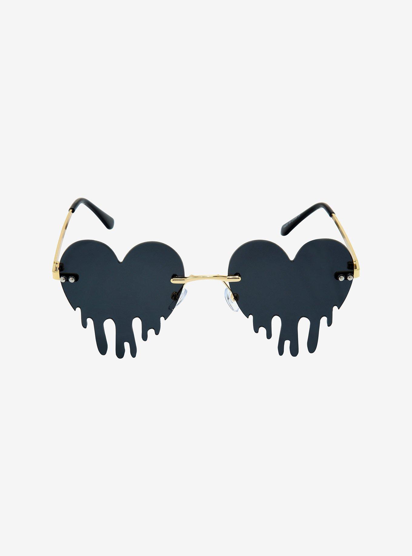 Black Heart Drip Sunglasses, , alternate