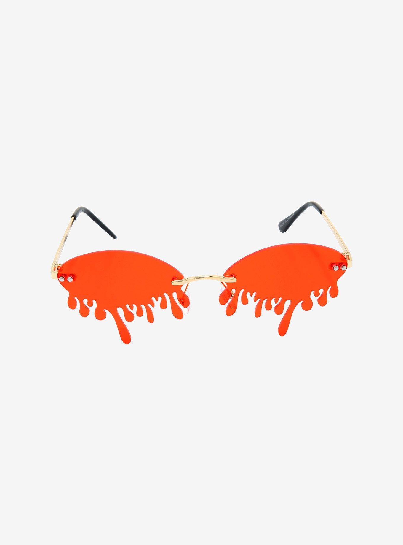 Red Oval Drip Sunglasses, , alternate
