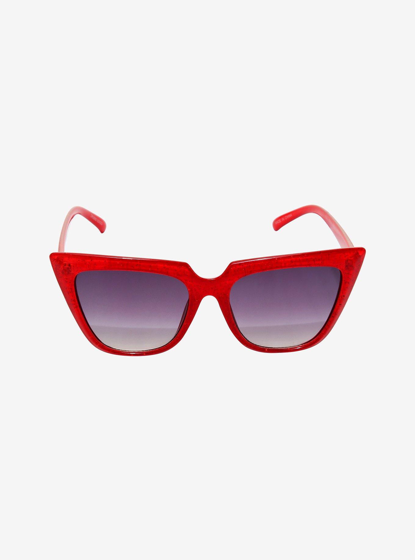 Red Glitter Cat Eye Sunglasses, , alternate