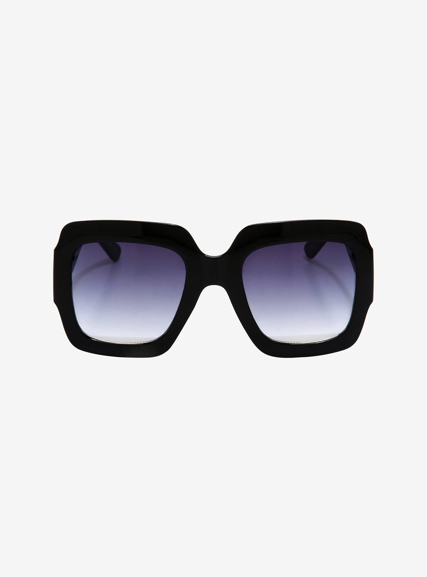 Black Square Oversized Sunglasses, , alternate