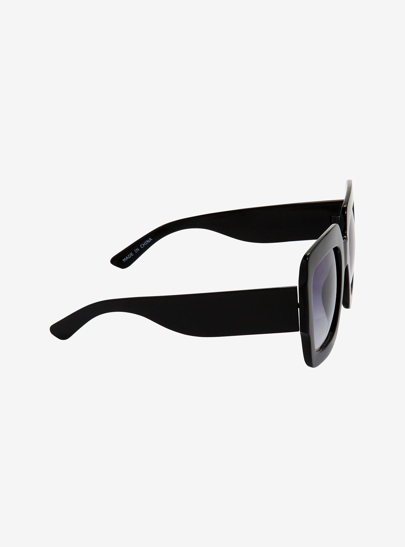 Black Square Oversized Sunglasses, , alternate