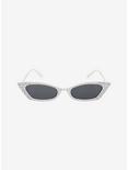 White CZ Stud Cat Eye Sunglasses, , alternate