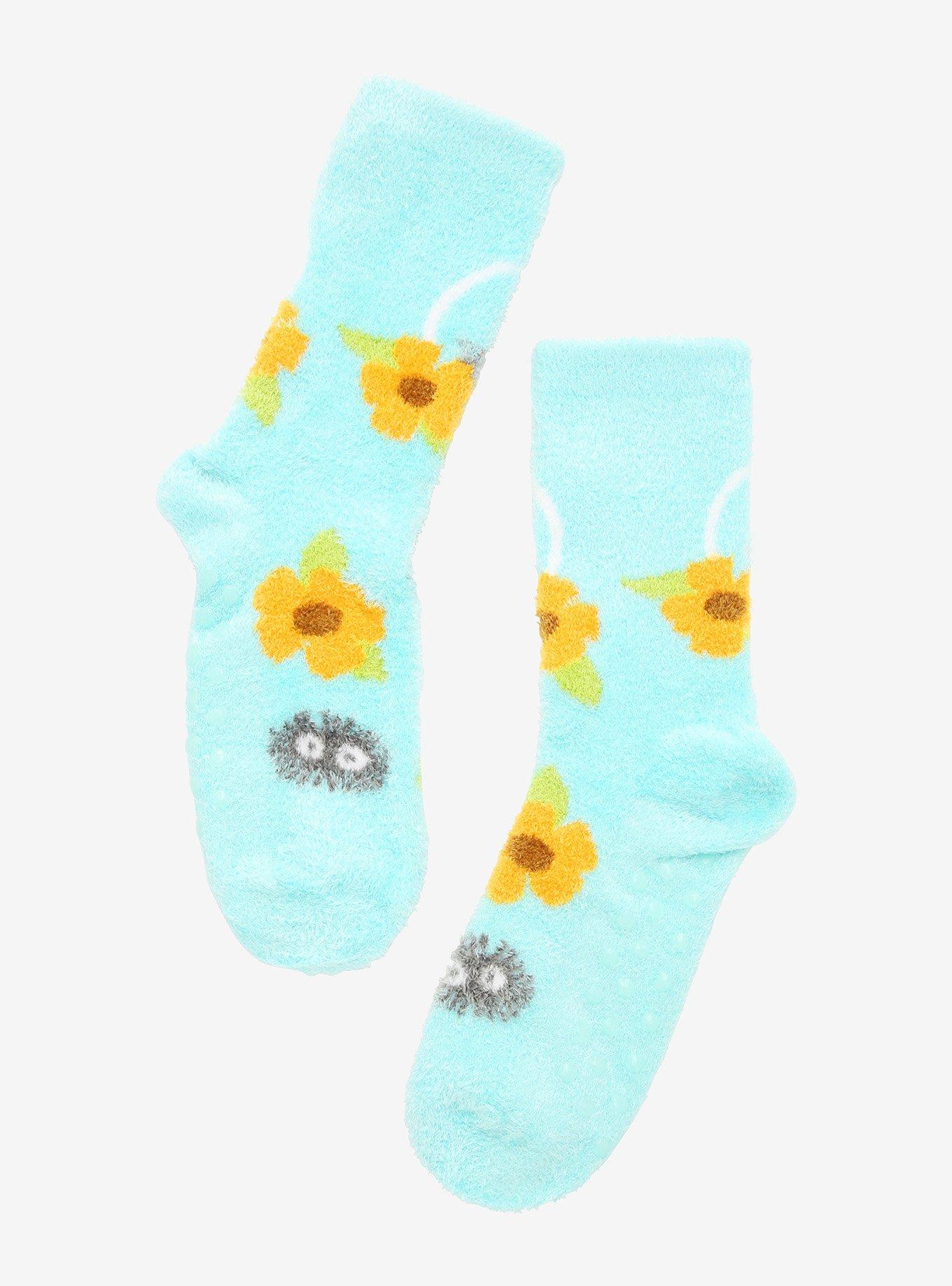 Studio Ghibli My Neighbor Totoro Pastel Flower Fuzzy Crew Socks, , alternate