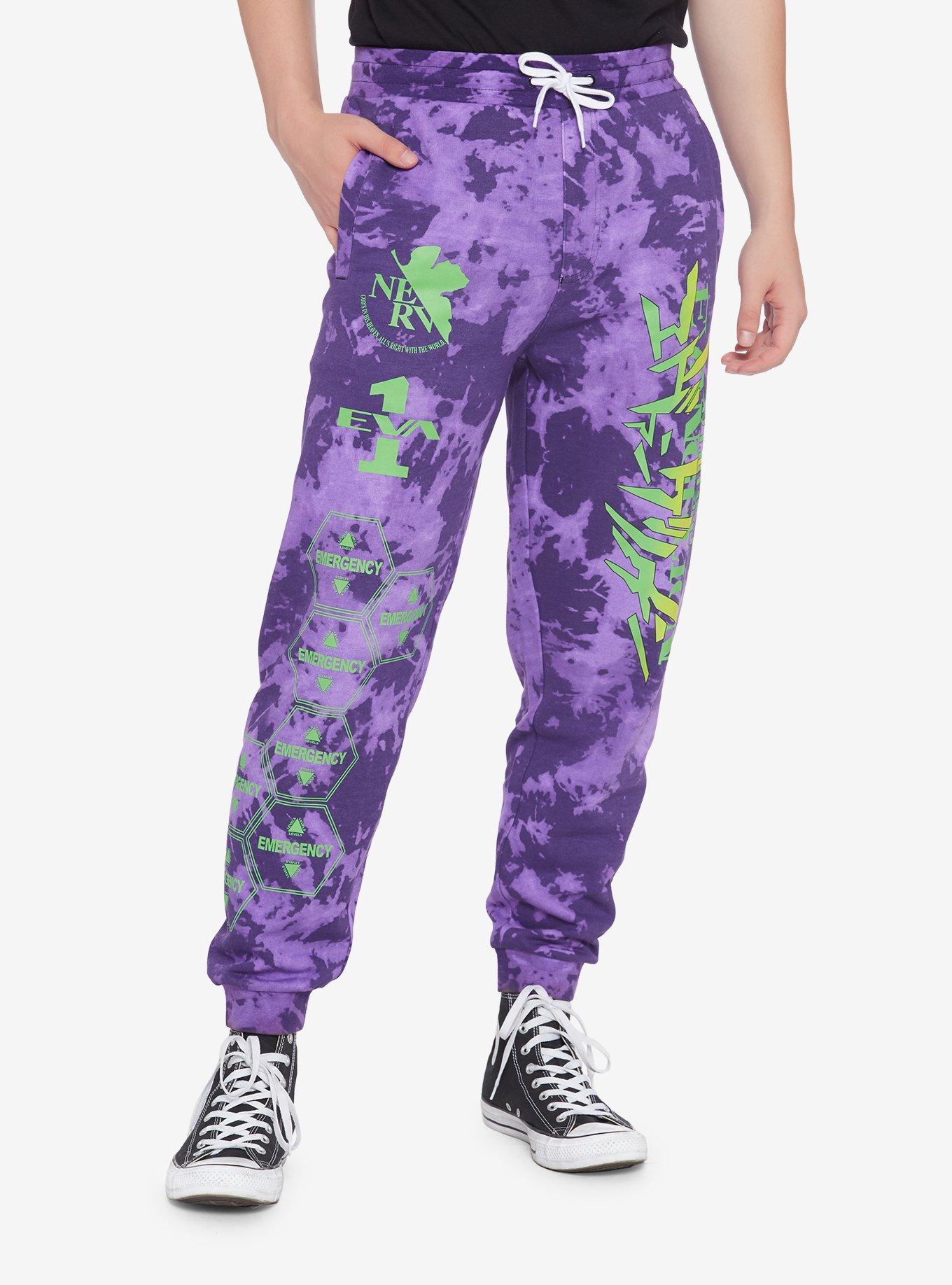 Neon Genesis Evangelion Purple Tie-Dye Sweatpants, MULTI, alternate