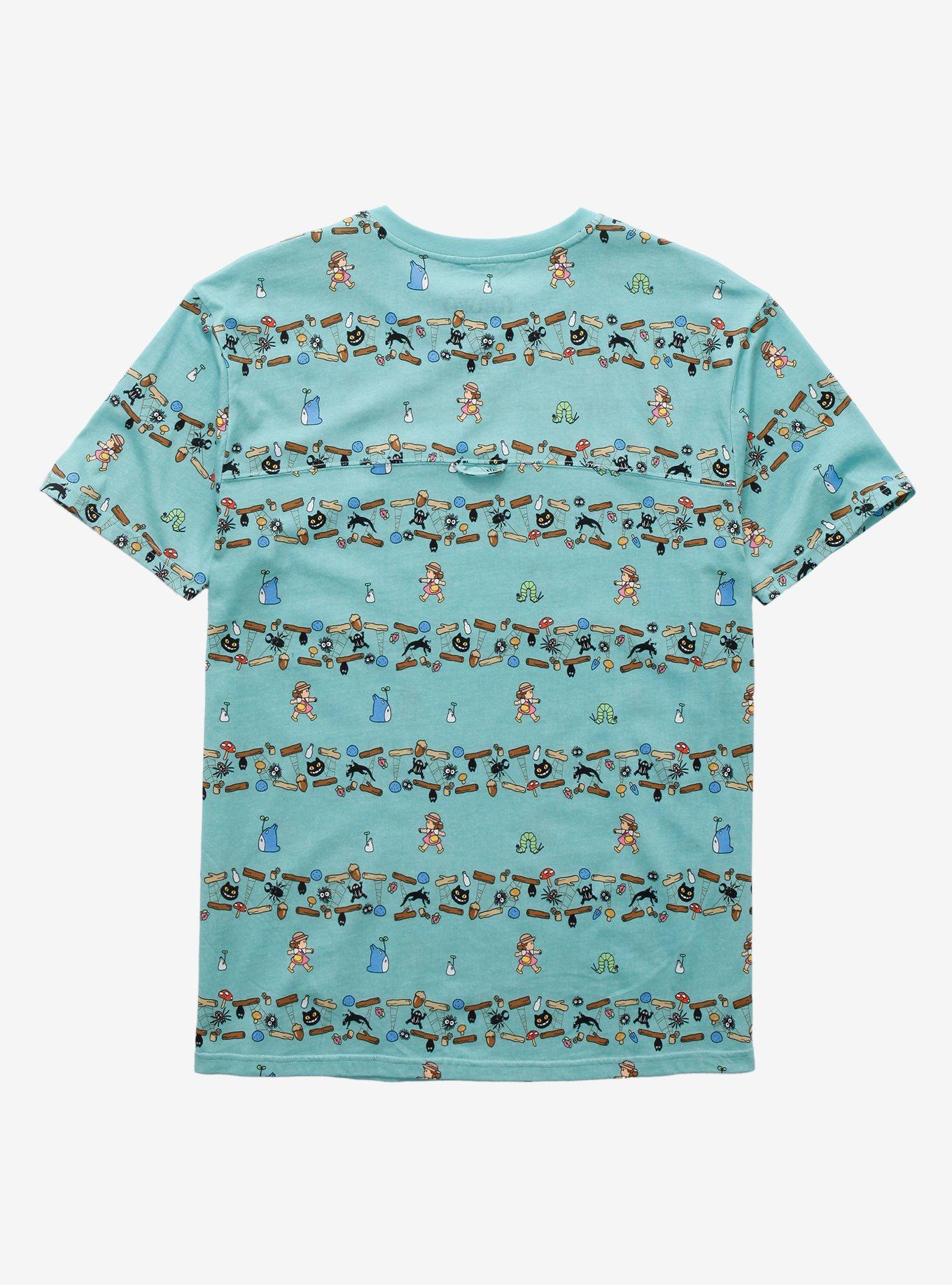 Studio Ghibli My Neighbor Totoro Allover Print Linear T-Shirt - BoxLunch Exclusive, MINT GREEN, alternate