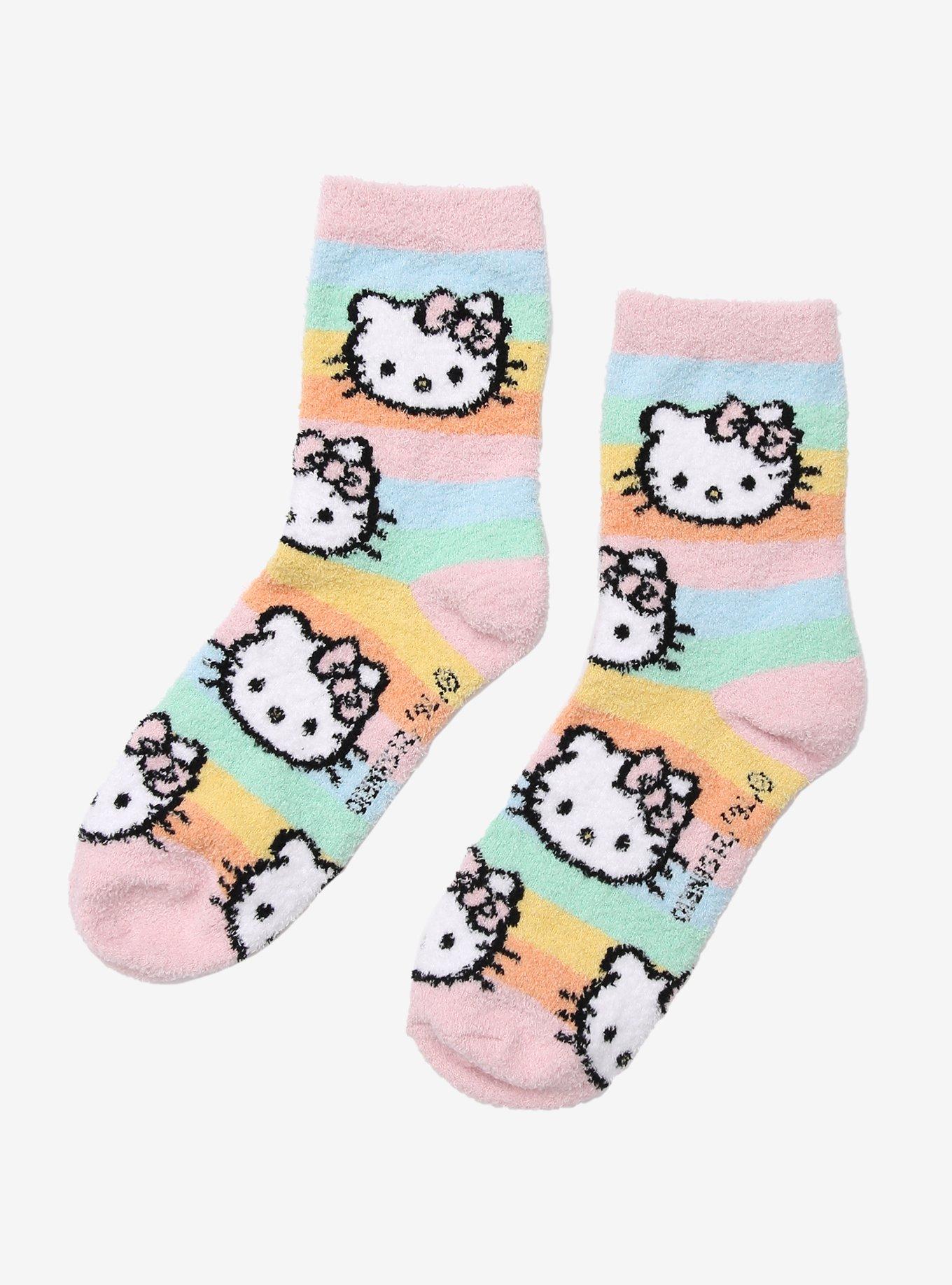Hello Kitty Rainbow Stripe Cozy Crew Socks, , alternate