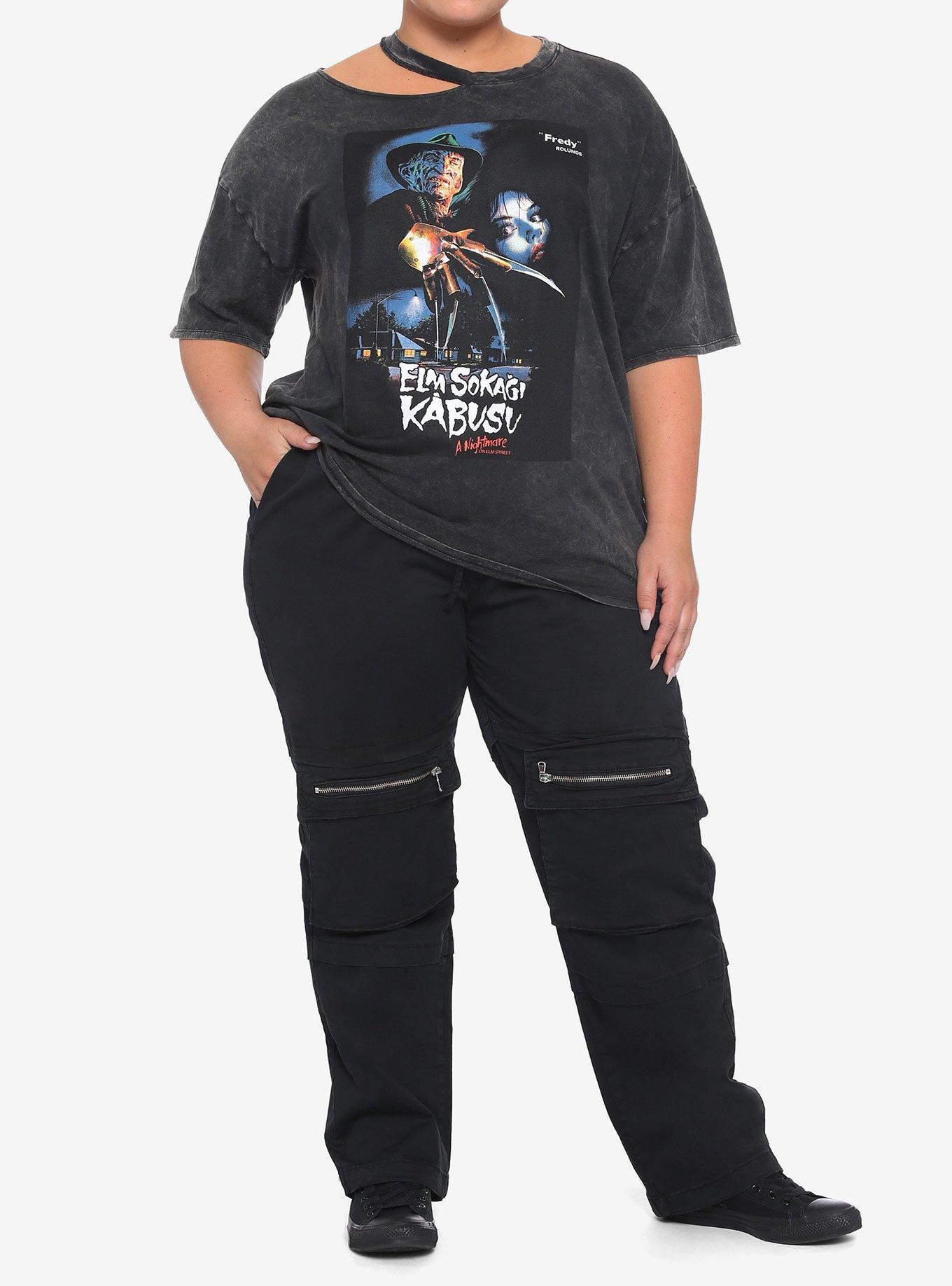 A Nightmare On Elm Street Freddy Asymmetrical Cutout Wash Girls Top Plus Size, MULTI, alternate