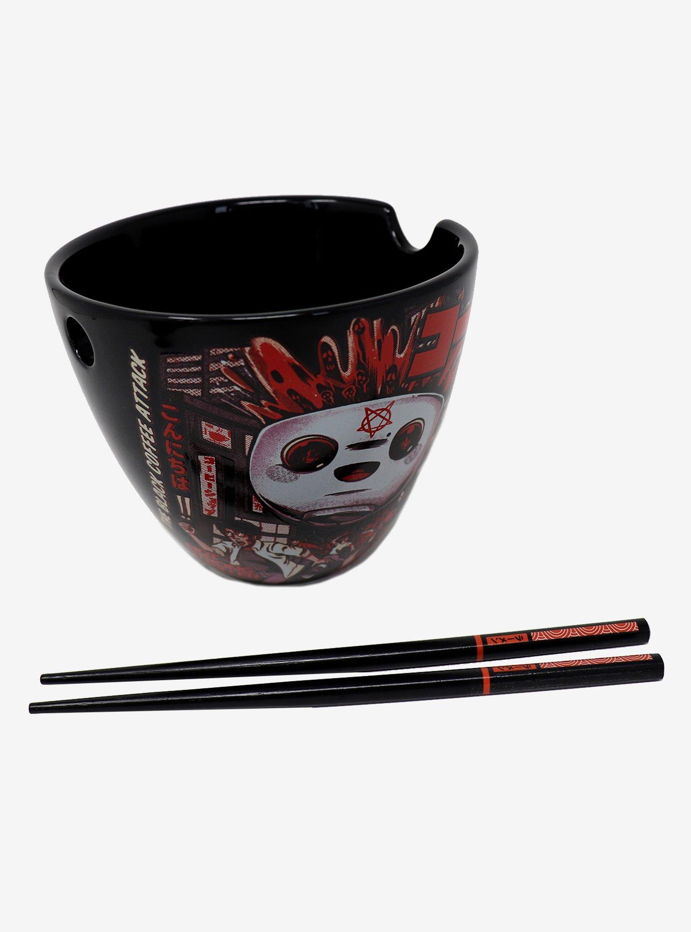 The Black Coffee Attack Ramen Bowl With Chopsticks By Ilustrata, , alternate