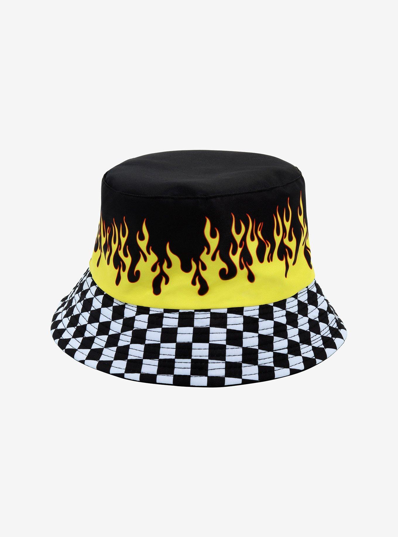 Checkered Flames Reversible Bucket Hat, , alternate