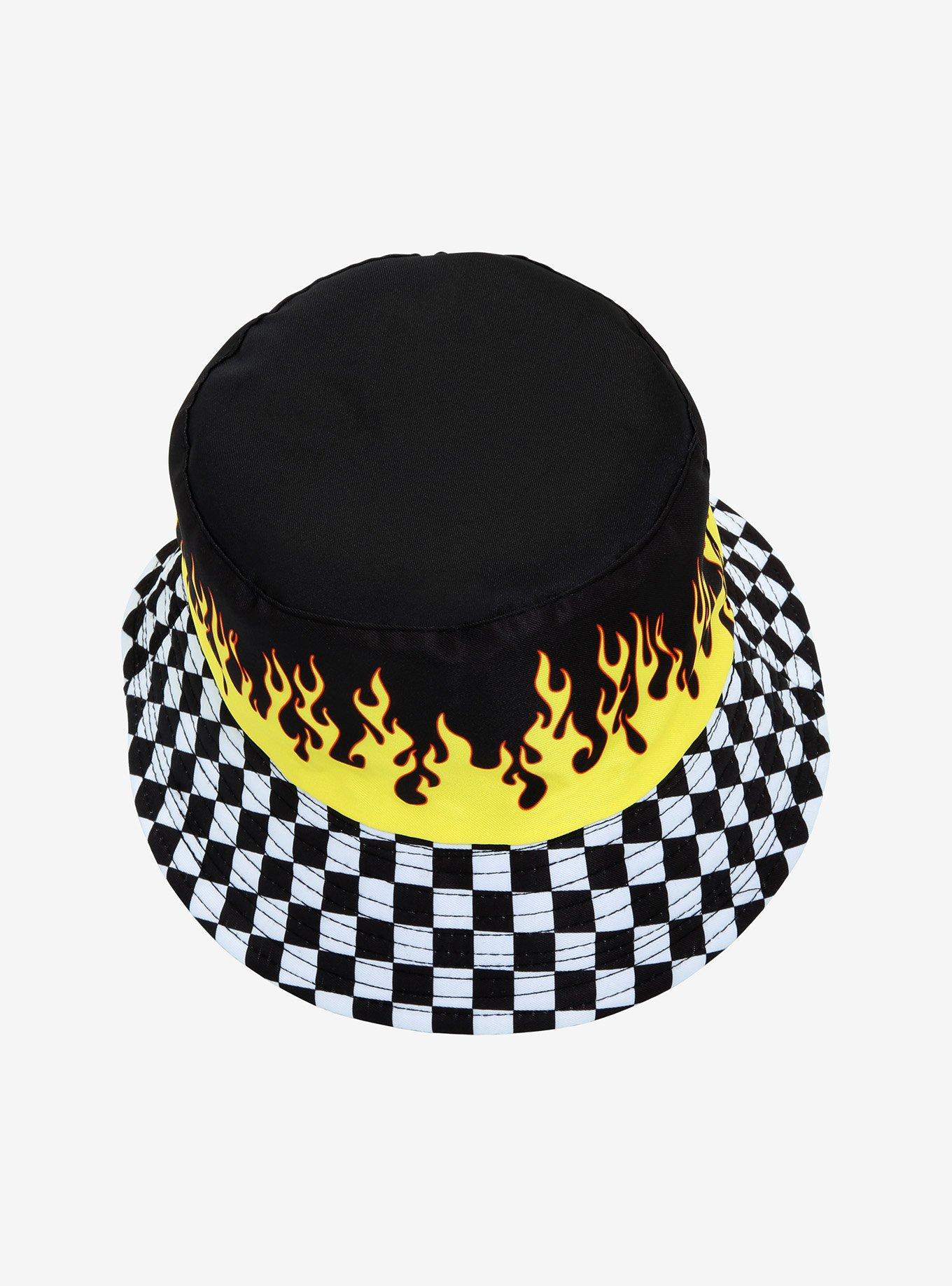 Checkered Flames Reversible Bucket Hat, , alternate