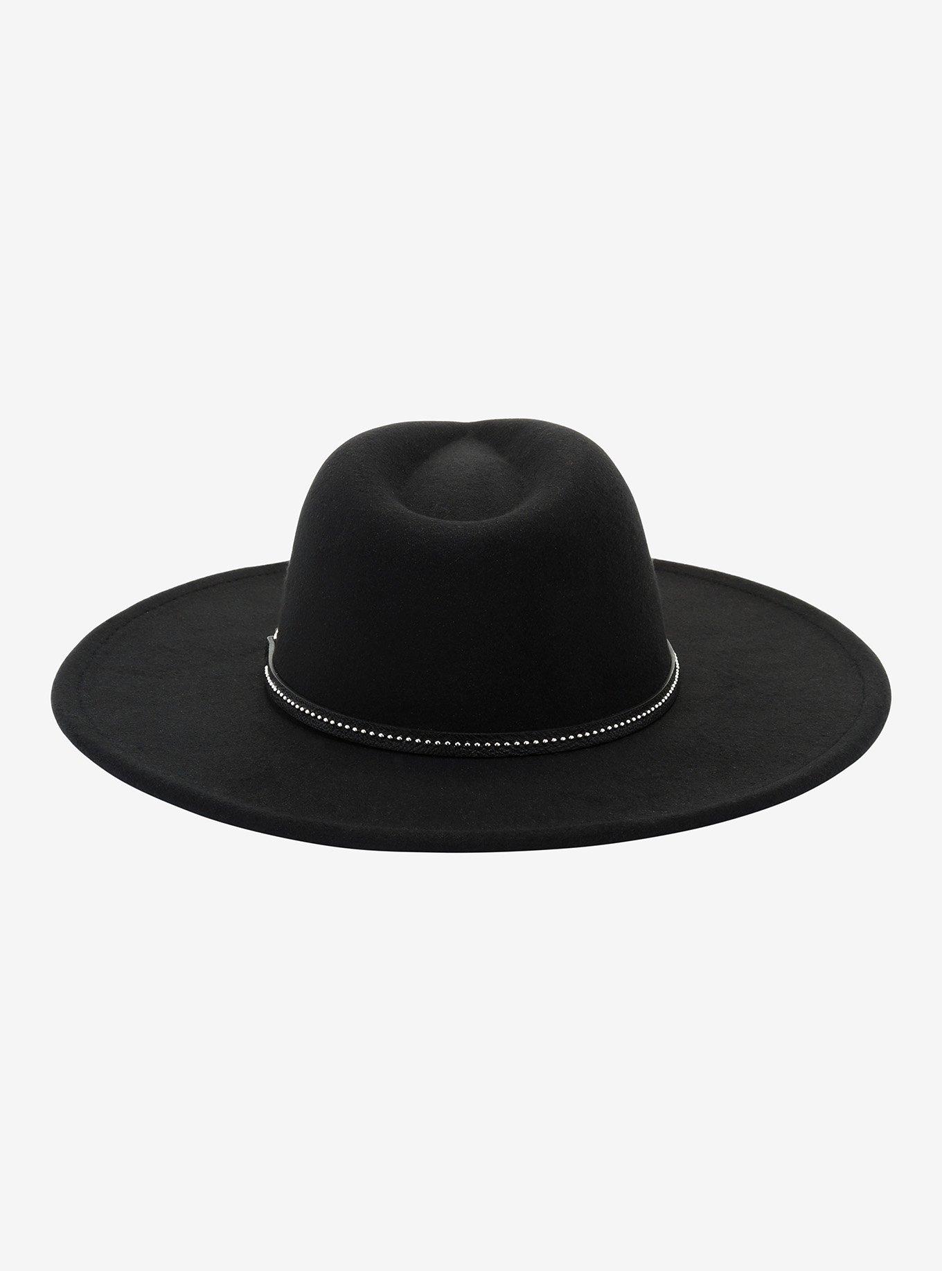 Black Stud Wide Brim Fedora, , alternate