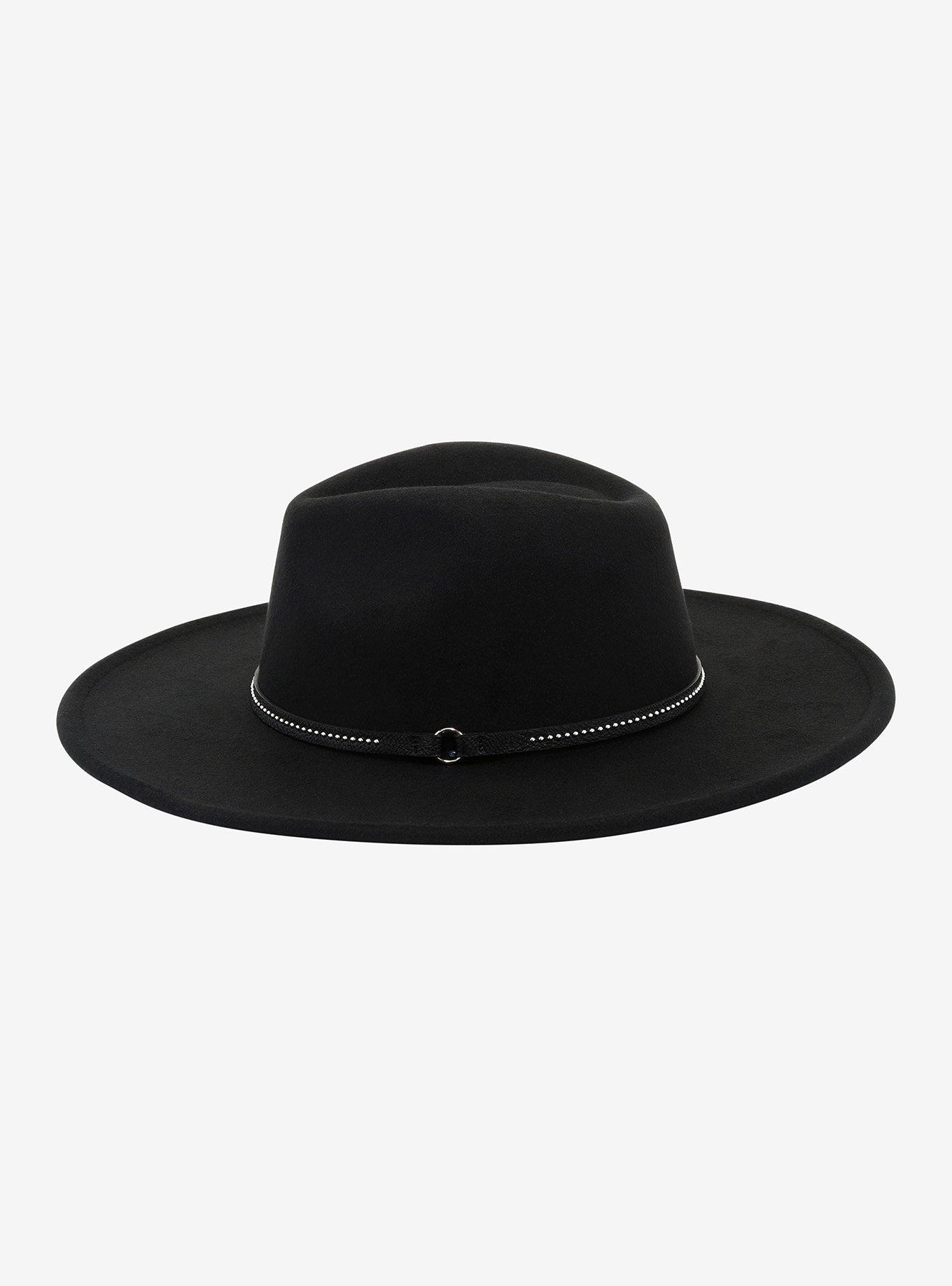 Black Stud Wide Brim Fedora, , alternate
