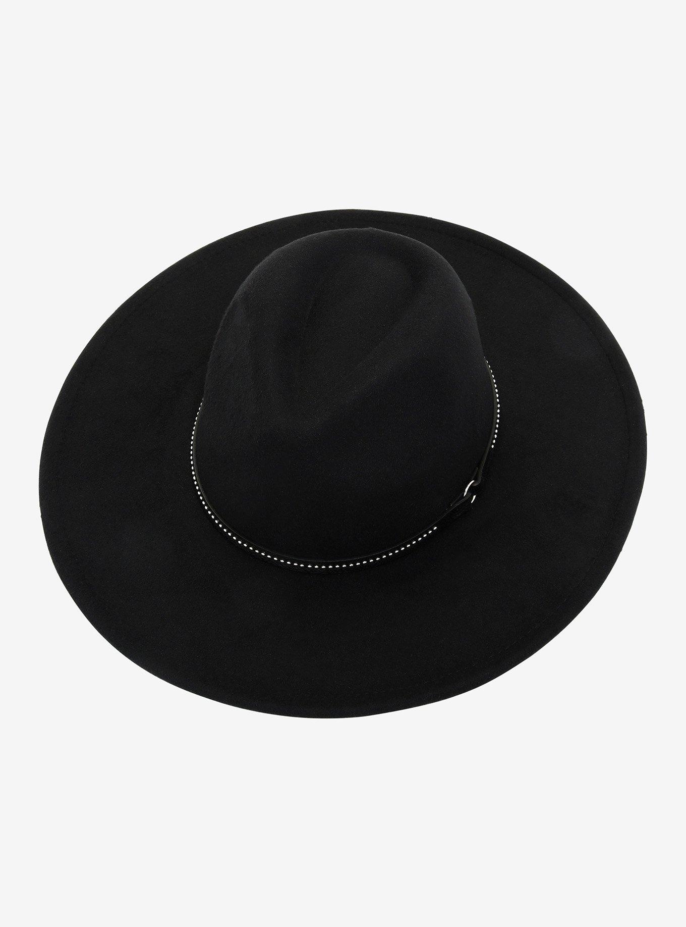 Black Stud Wide Brim Fedora, , alternate