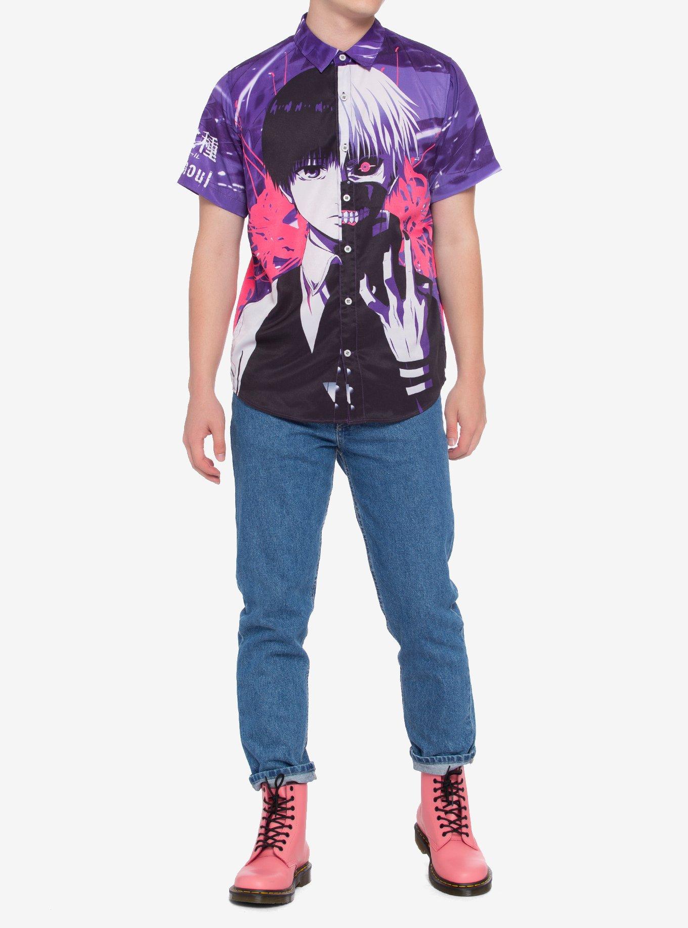 Tokyo Ghoul Split Kaneki Woven Button-Up, MULTI, alternate