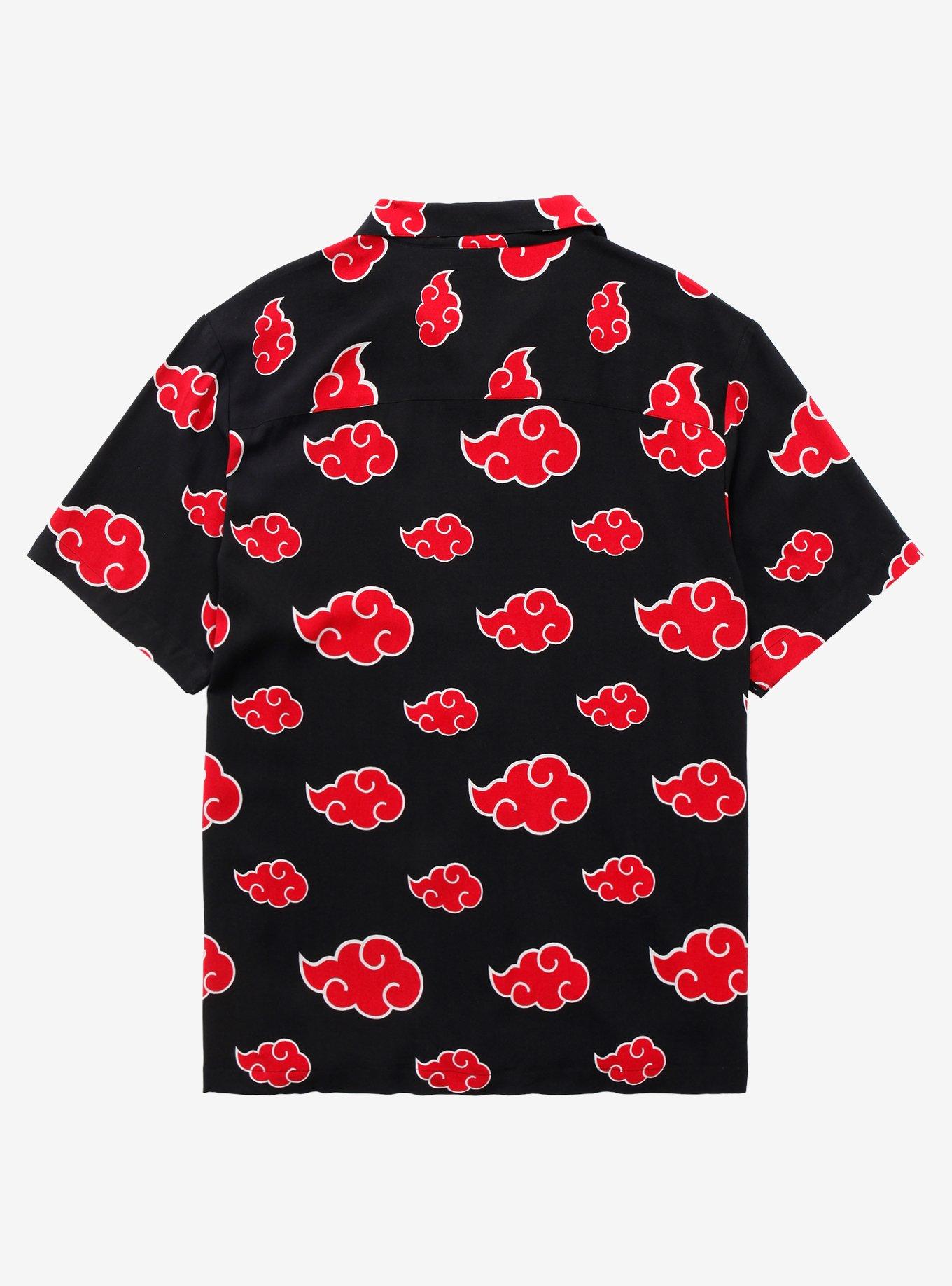 Naruto Shippuden Akatsuki Clouds Woven Button-Up, RED, alternate