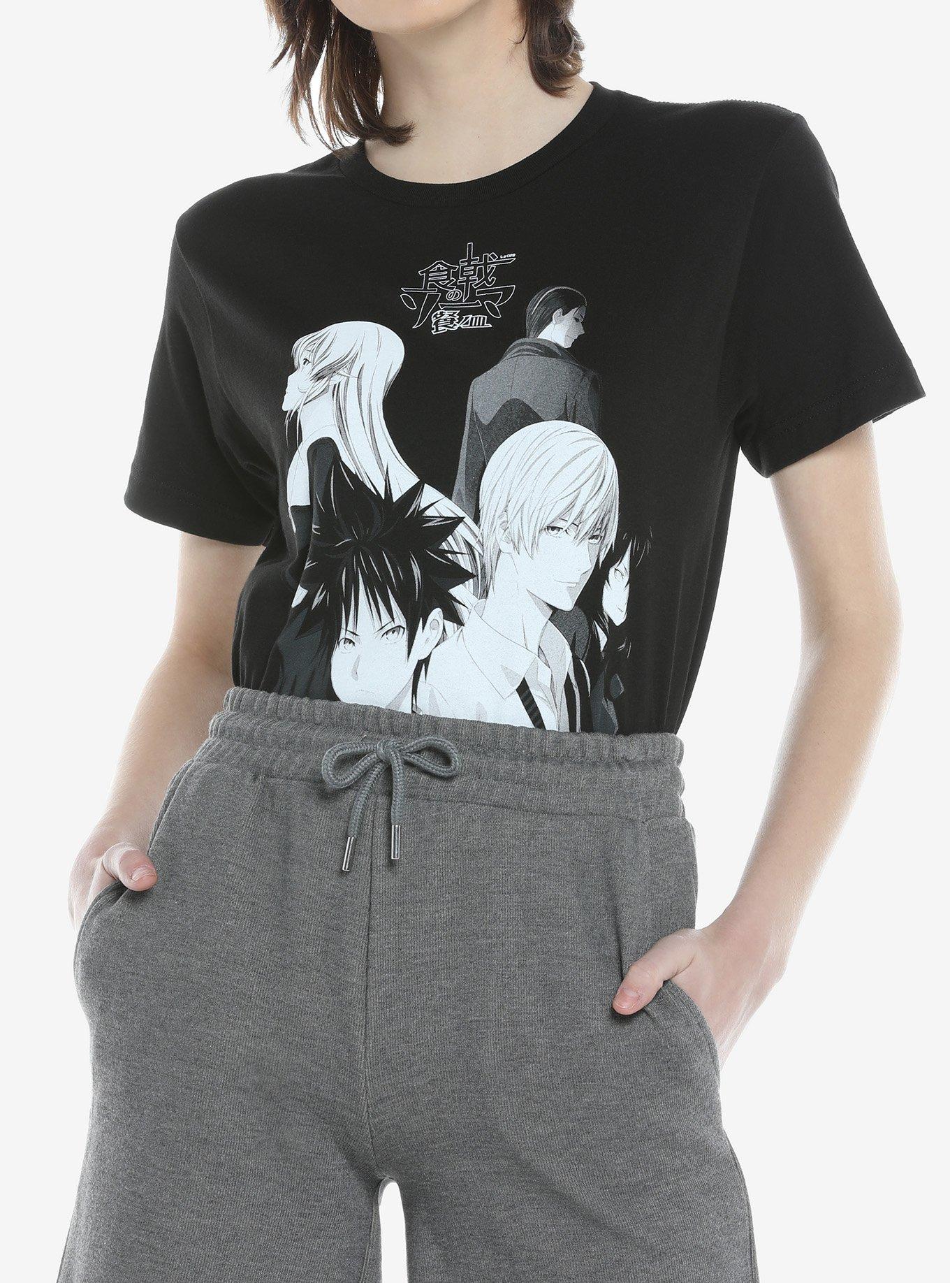 Food Wars!: Shokugeki No Soma Black & White Group Boyfriend Fit Girls T-Shirt, MULTI, alternate