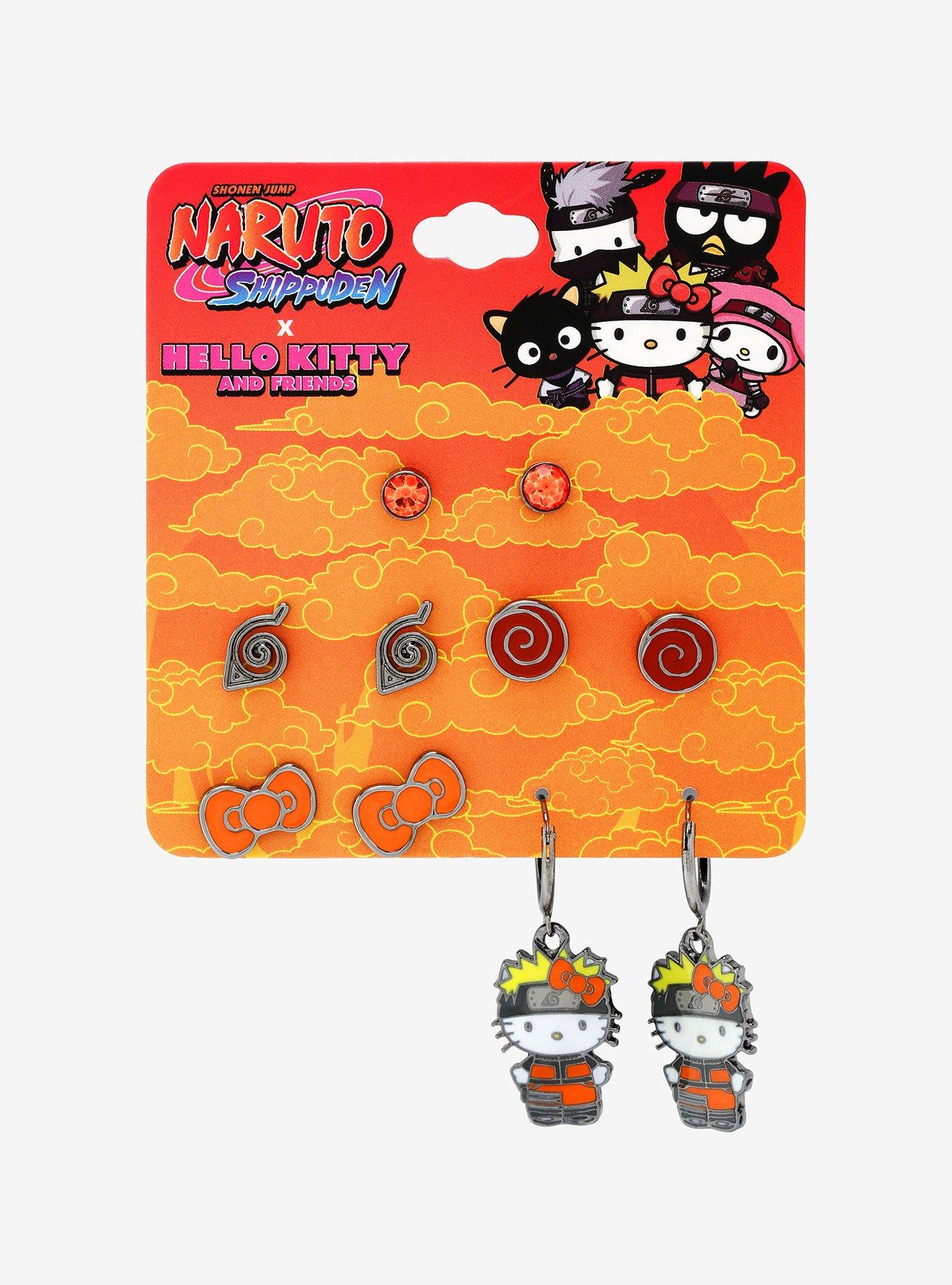 Naruto Shippuden X Hello Kitty And Friends Hello Kitty Naruto Icon Earring Set, , alternate