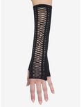 Black Lace-Up Arm Warmers, , alternate