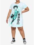 My Hero Academia Deku Punch Tie-Dye T-Shirt Dress Plus Size, GREEN, alternate