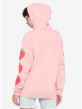 Pink Strawberry Sleeve Girls Hoodie, PINK, alternate